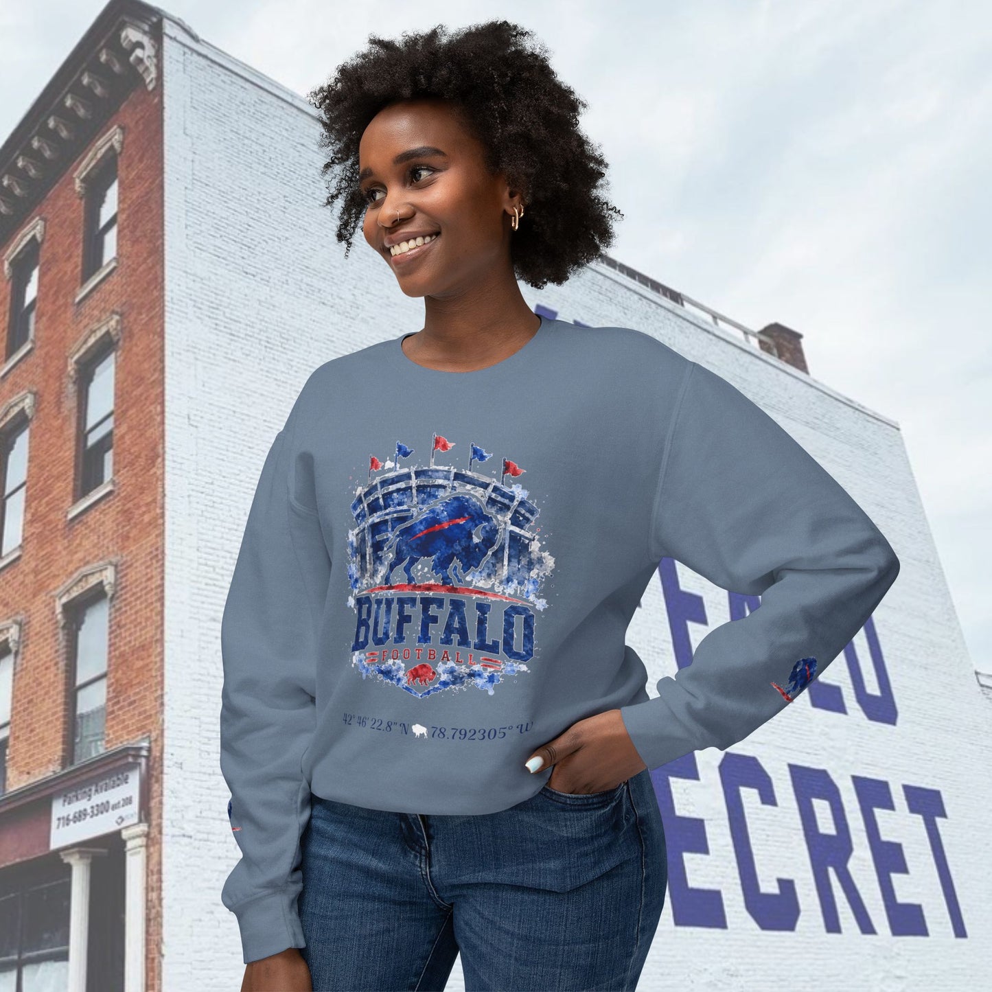 New Buffalo Football Stadium Tribute Unisex Lightweight Crewneck Sweatshirt