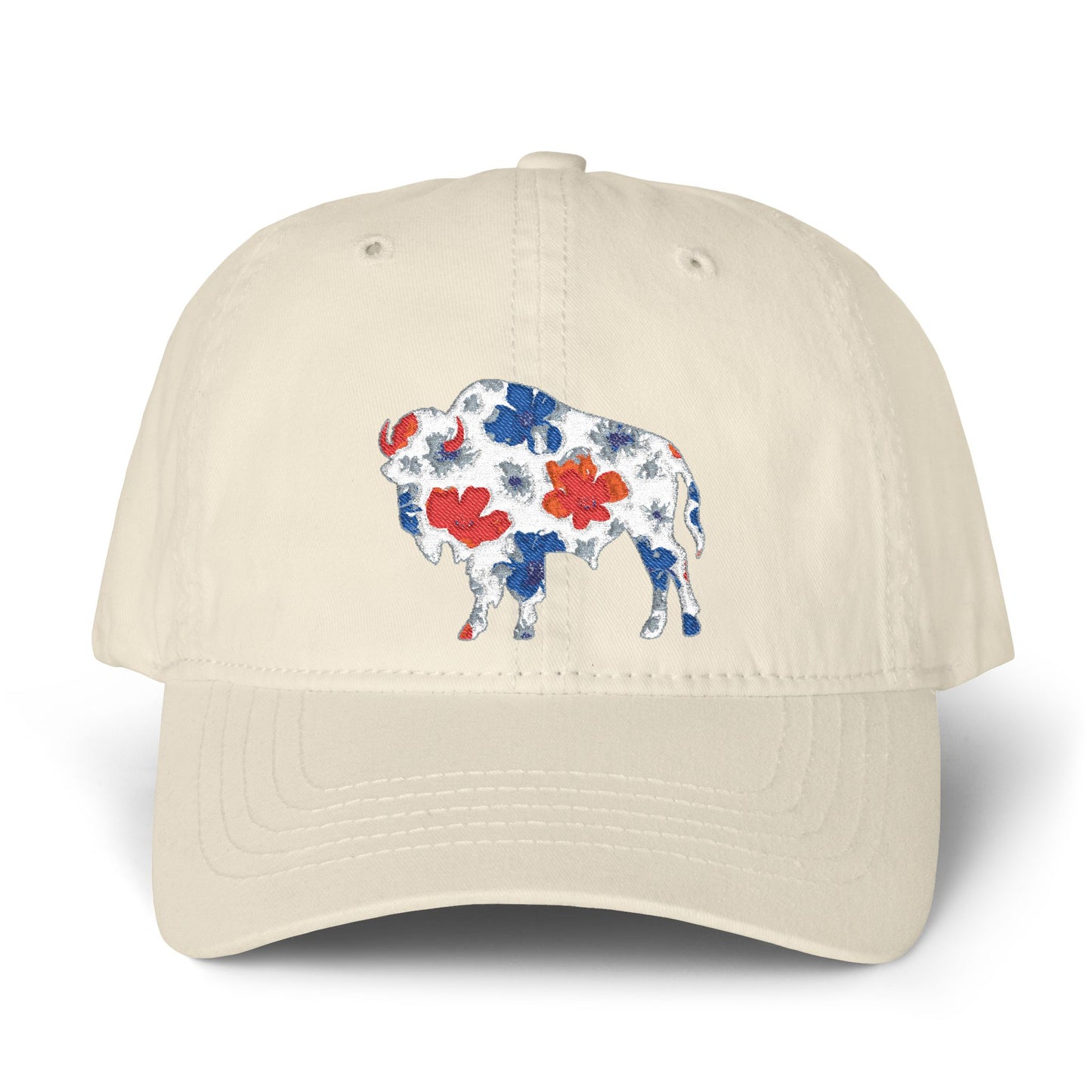 Floral Buffalo Baseball Cap(Embroidery)