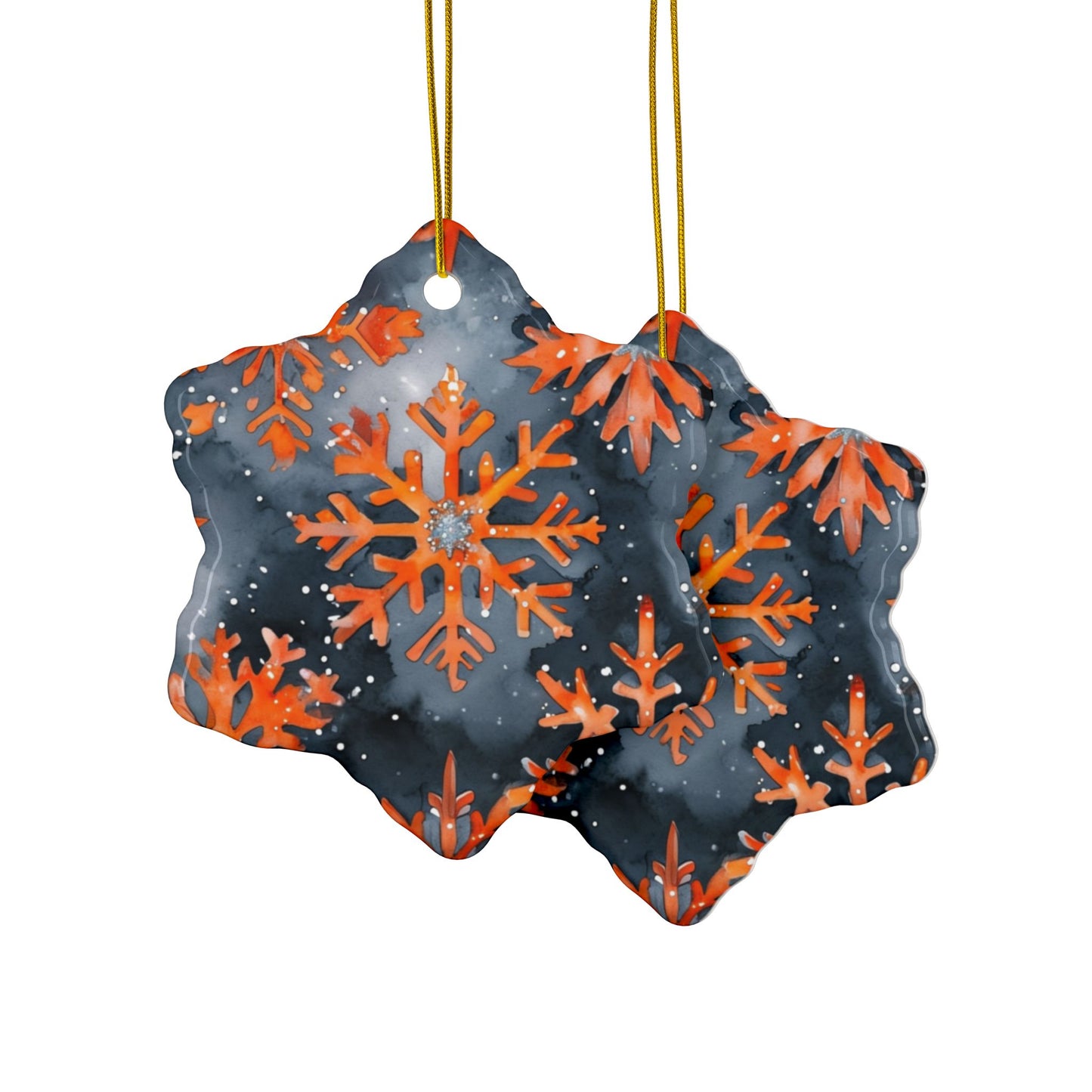 Buffalo Bandits Snowflake Watercolor Ceramic Ornament: 2-Side Print, Available in (1pc, 3pcs, 5pcs, 10pcs)