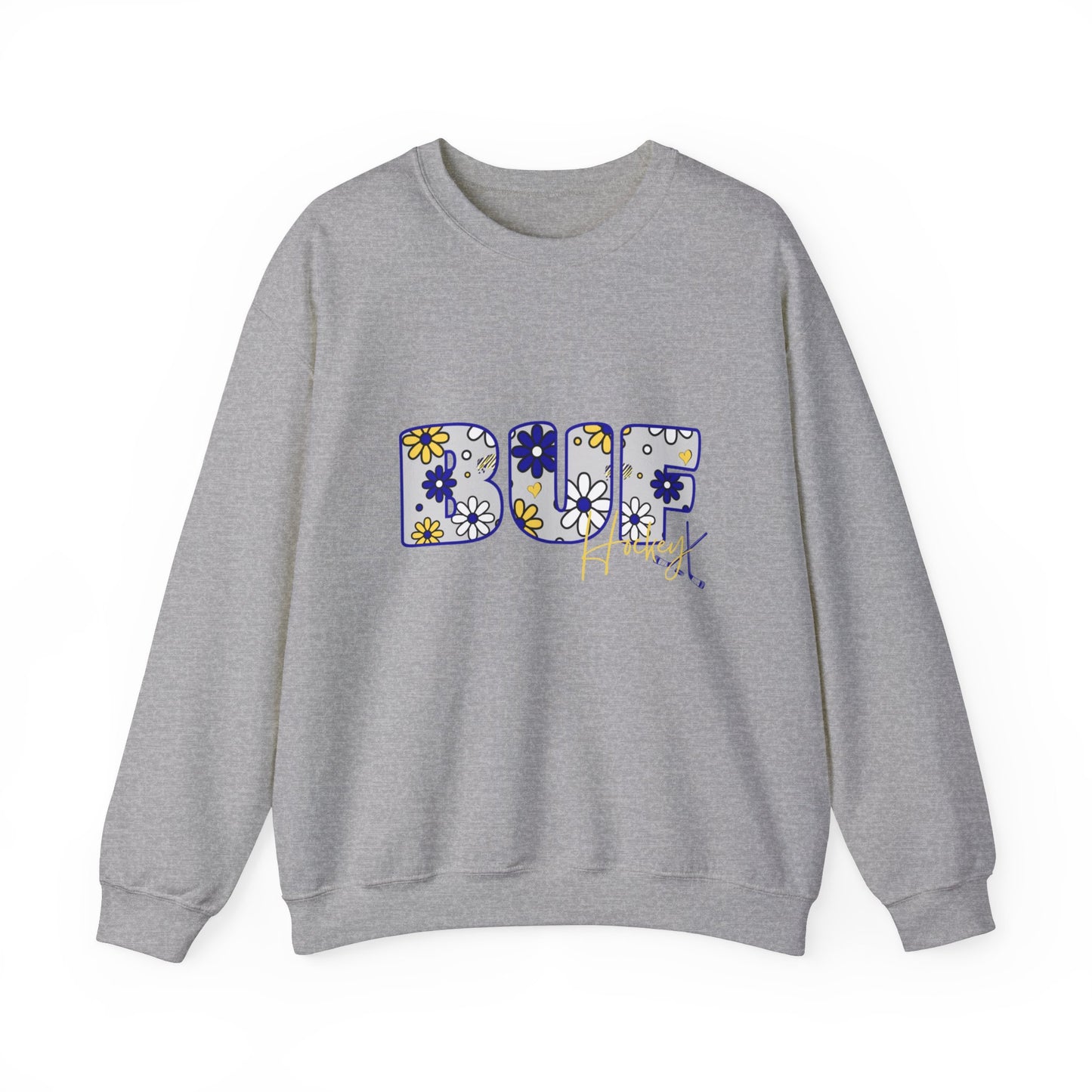 BUF Sabres Unisex Heavy Blend™ Crewneck Sweatshirt ~ Flower Power Design