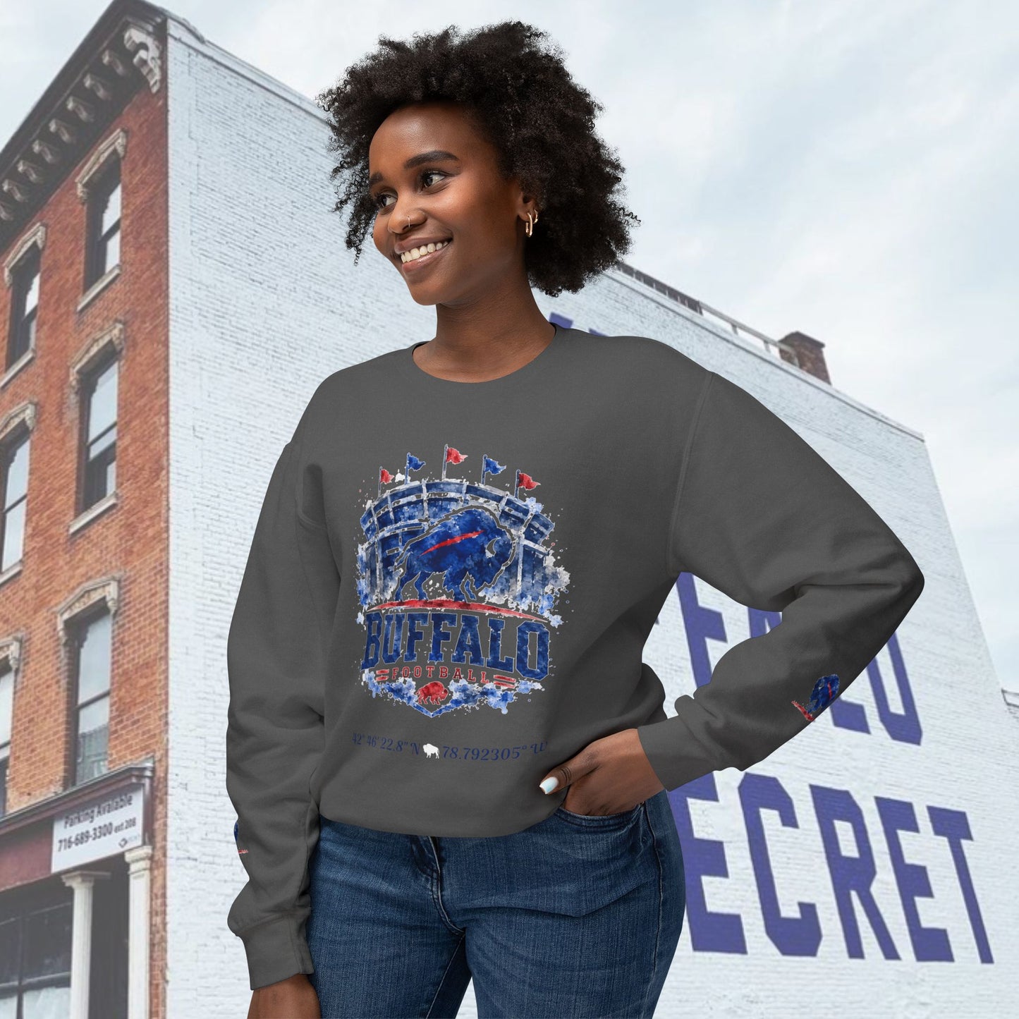 New Buffalo Football Stadium Tribute Unisex Lightweight Crewneck Sweatshirt