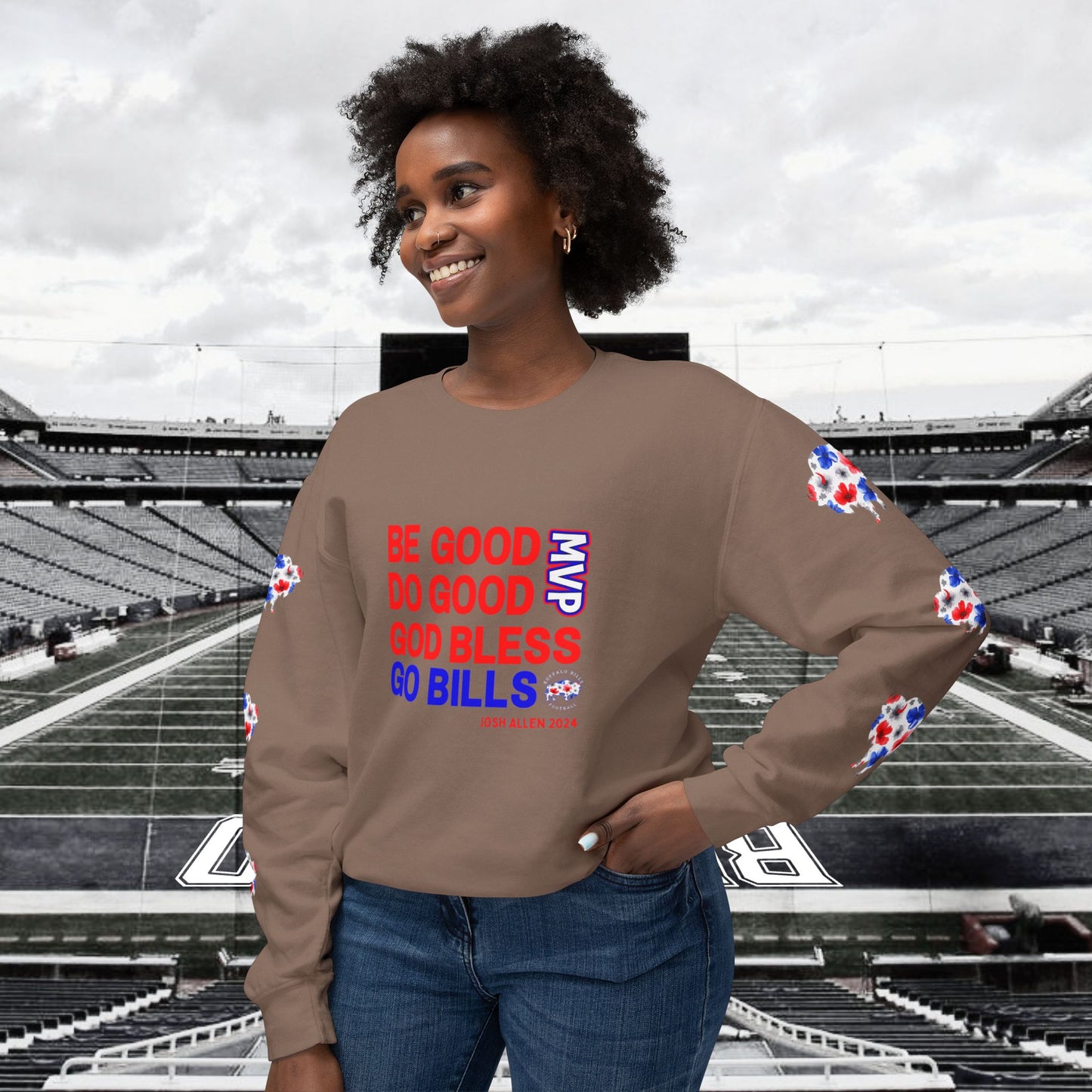 JOSH 2024 MVP "Be Good, Do Good" Buffalo Bills Unisex Lightweight Crewneck Sweatshirt