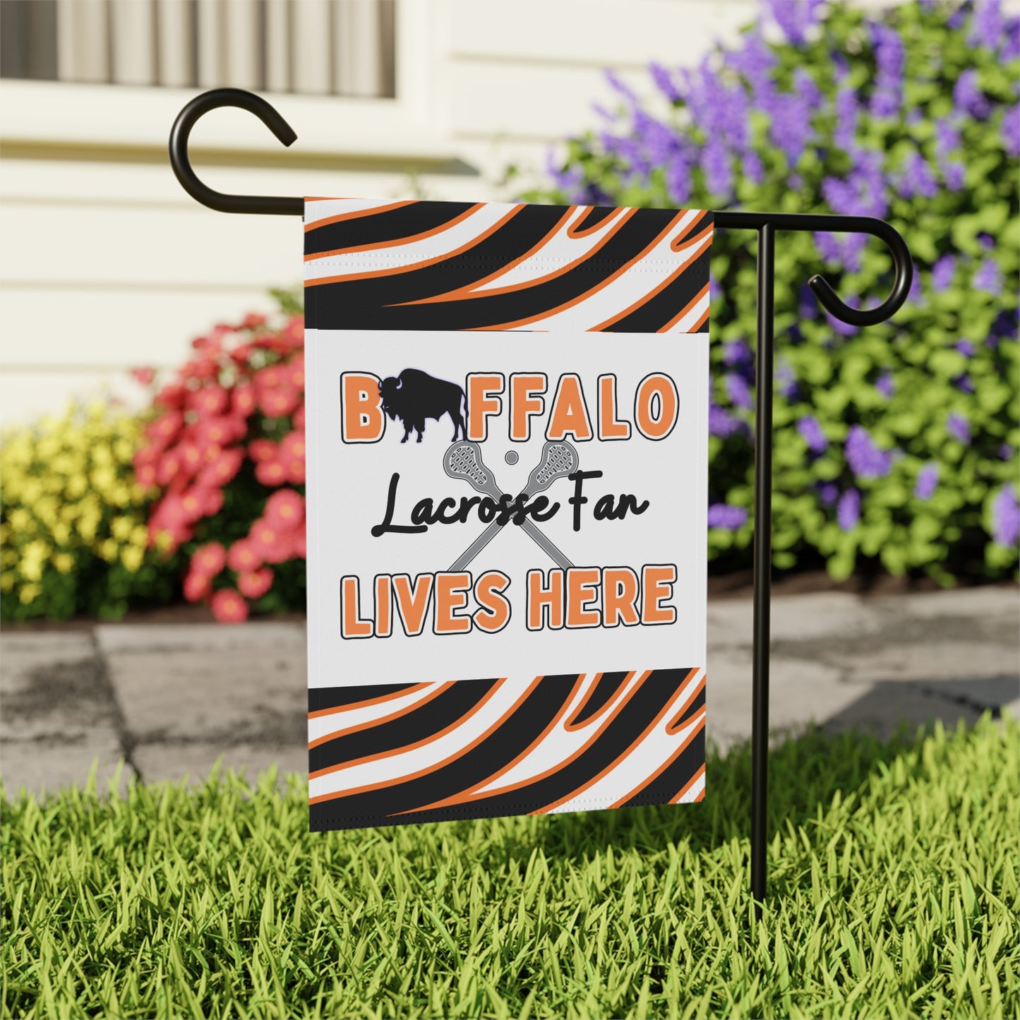 Buffalo Lacrosse Fan Animal Stripe Garden Flag
