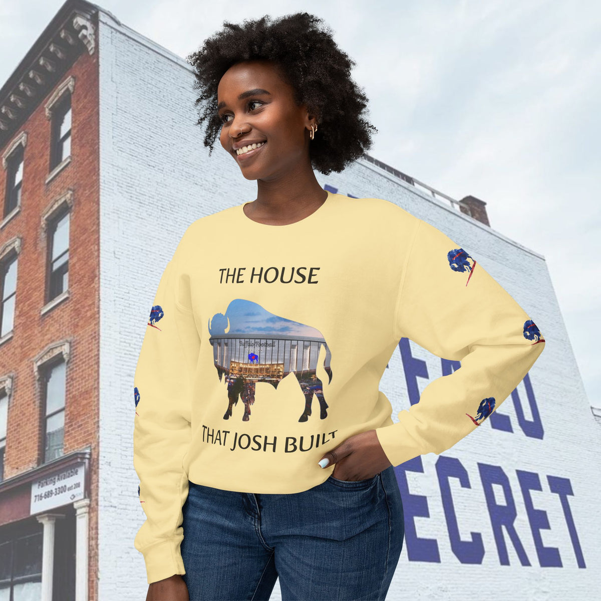 Copy of Watercolor Buffalo Football Unisex Lightweight Crewneck Sweatshirt
