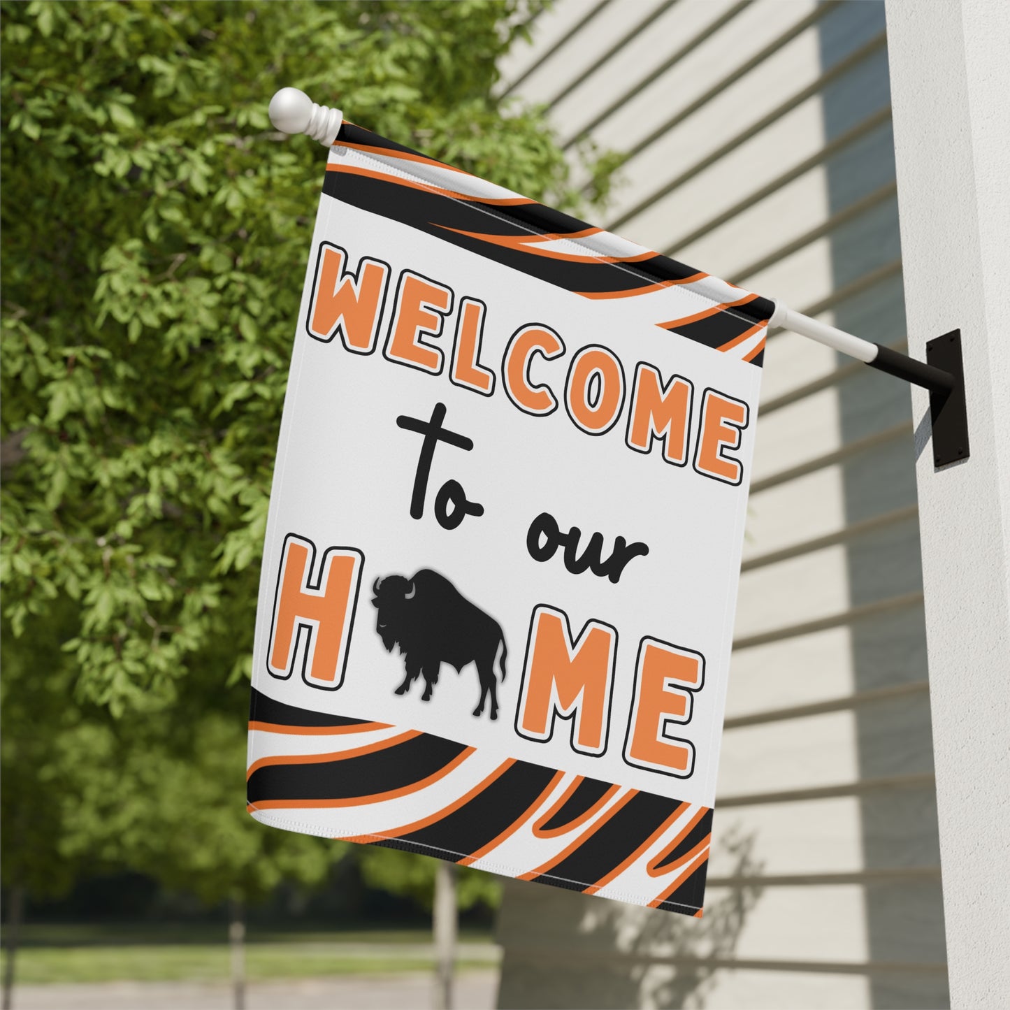 Orange & Black Welcome to Our Home House & Garden Flags