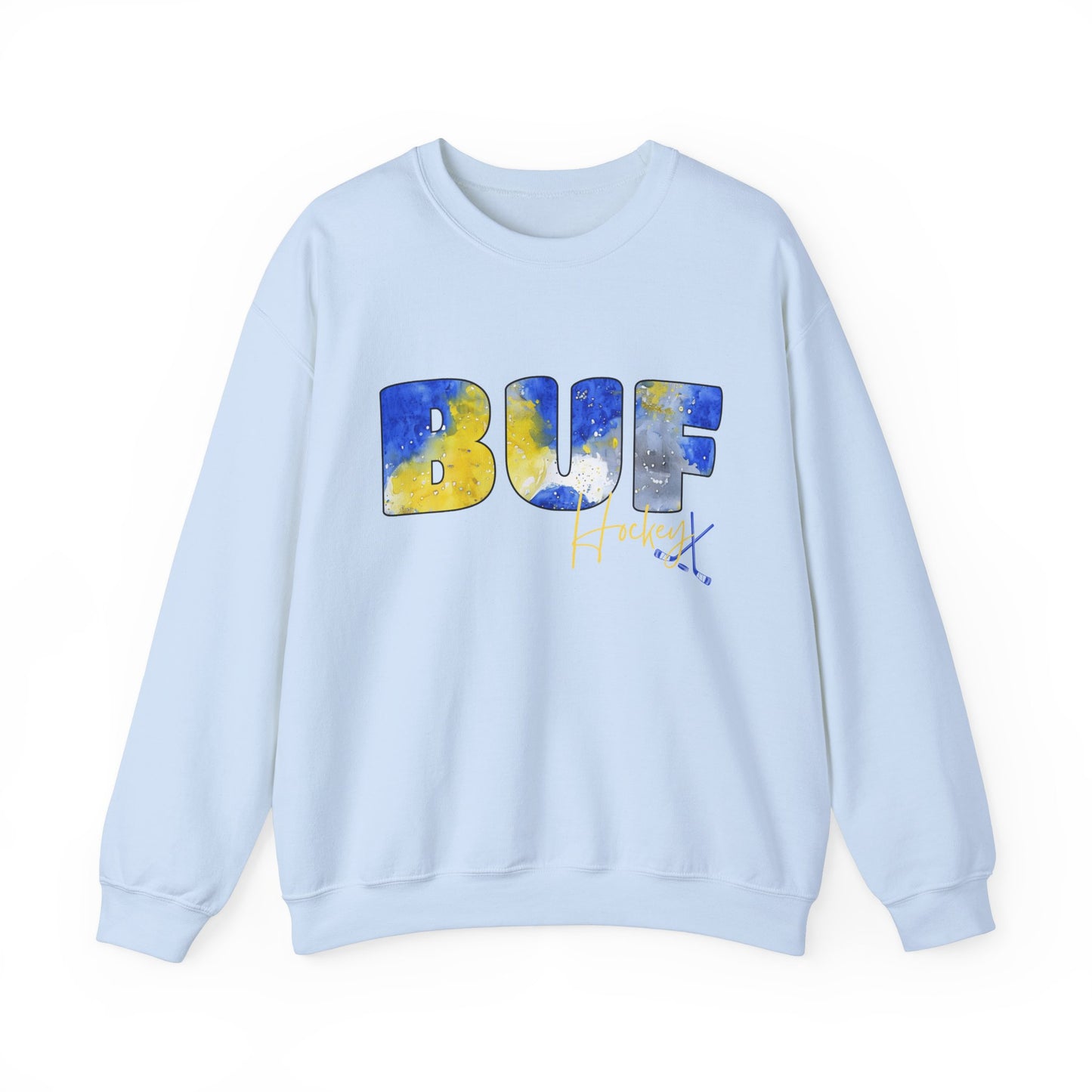 Sabres Paint BUF Watercolor Unisex Heavy Blend™ Crewneck Sweatshirt