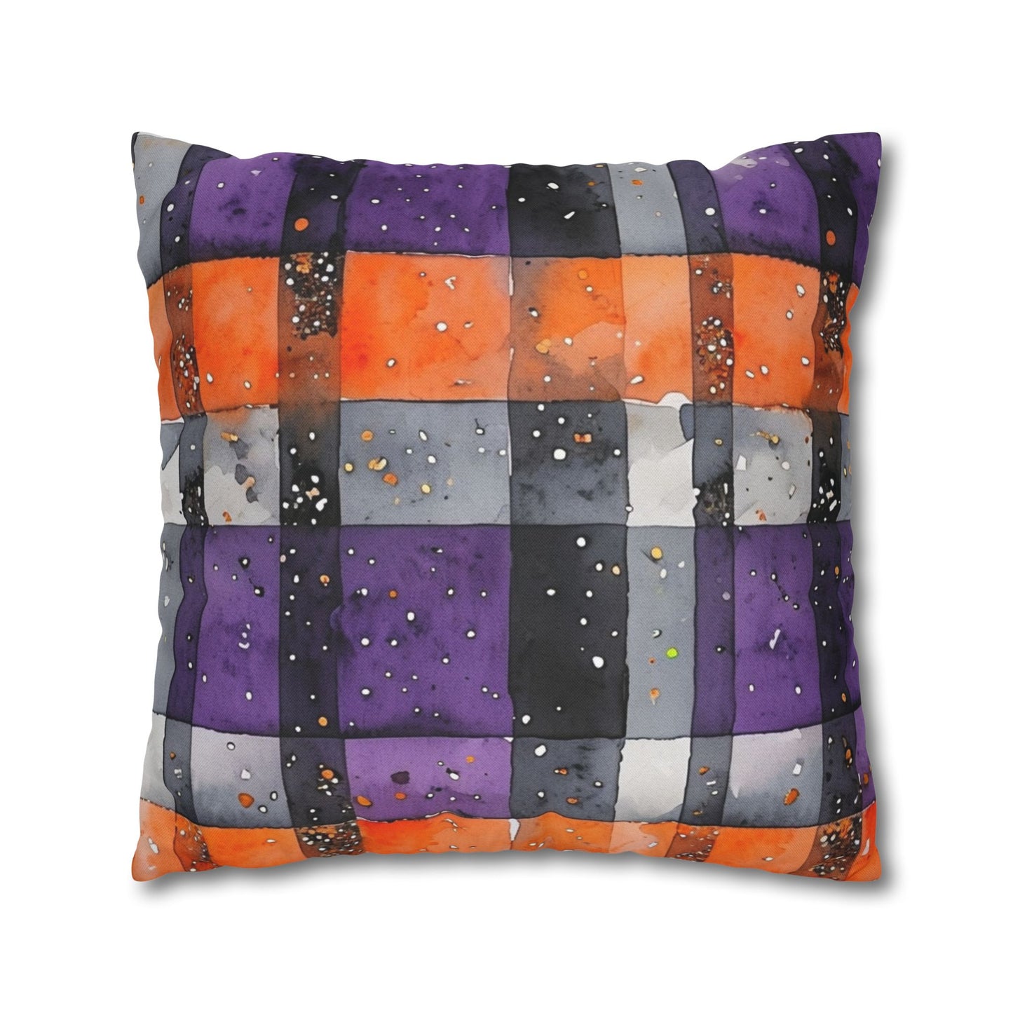 Bandits Plaid Watercolor Spun Polyester Square Pillowcase