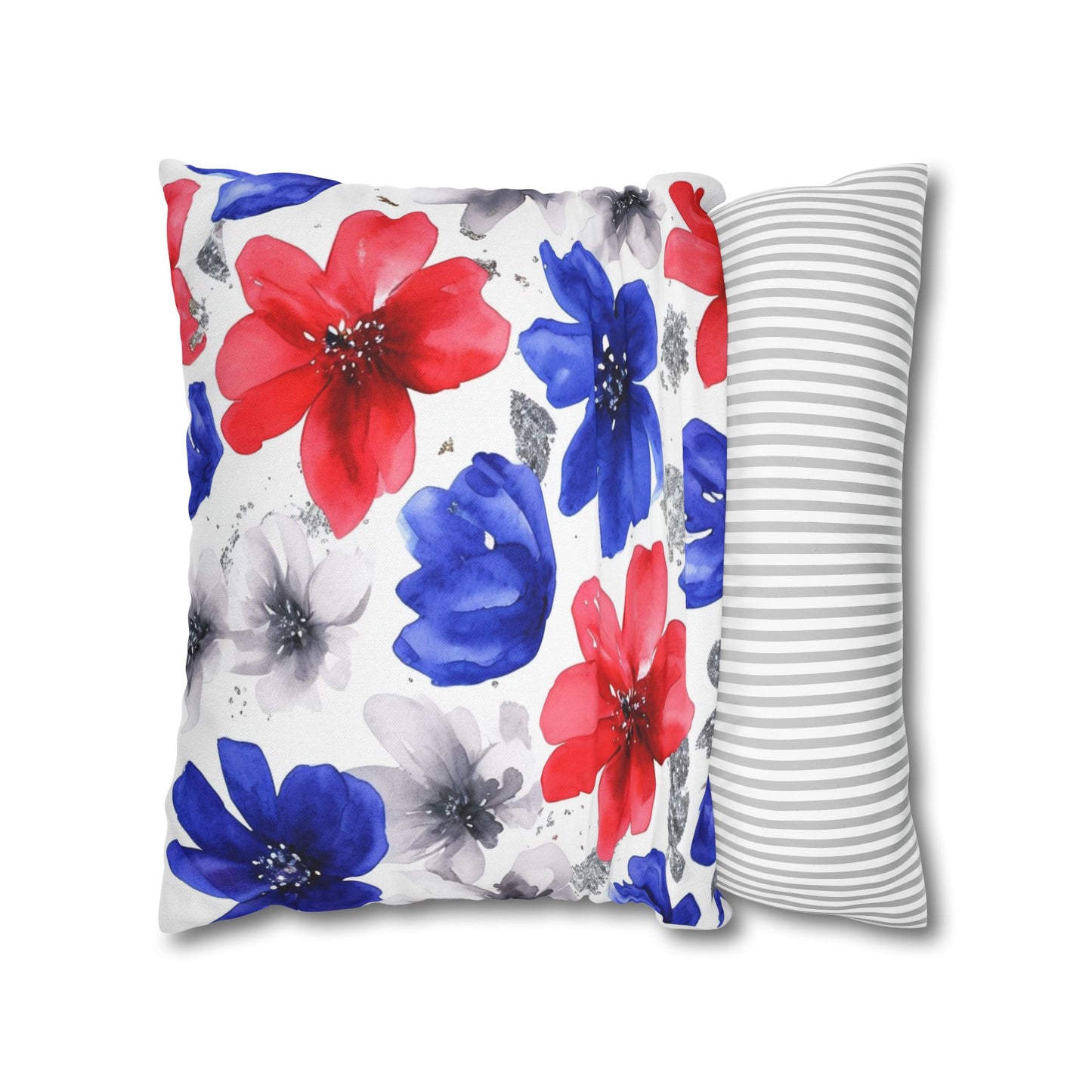 Floral Watercolor Spun Polyester Square Pillowcase