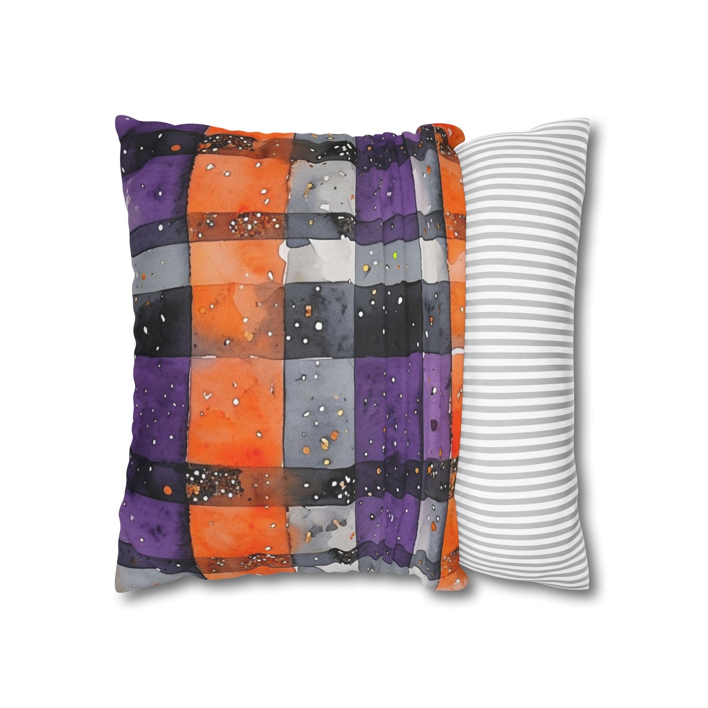 Bandits Plaid Watercolor Spun Polyester Square Pillowcase