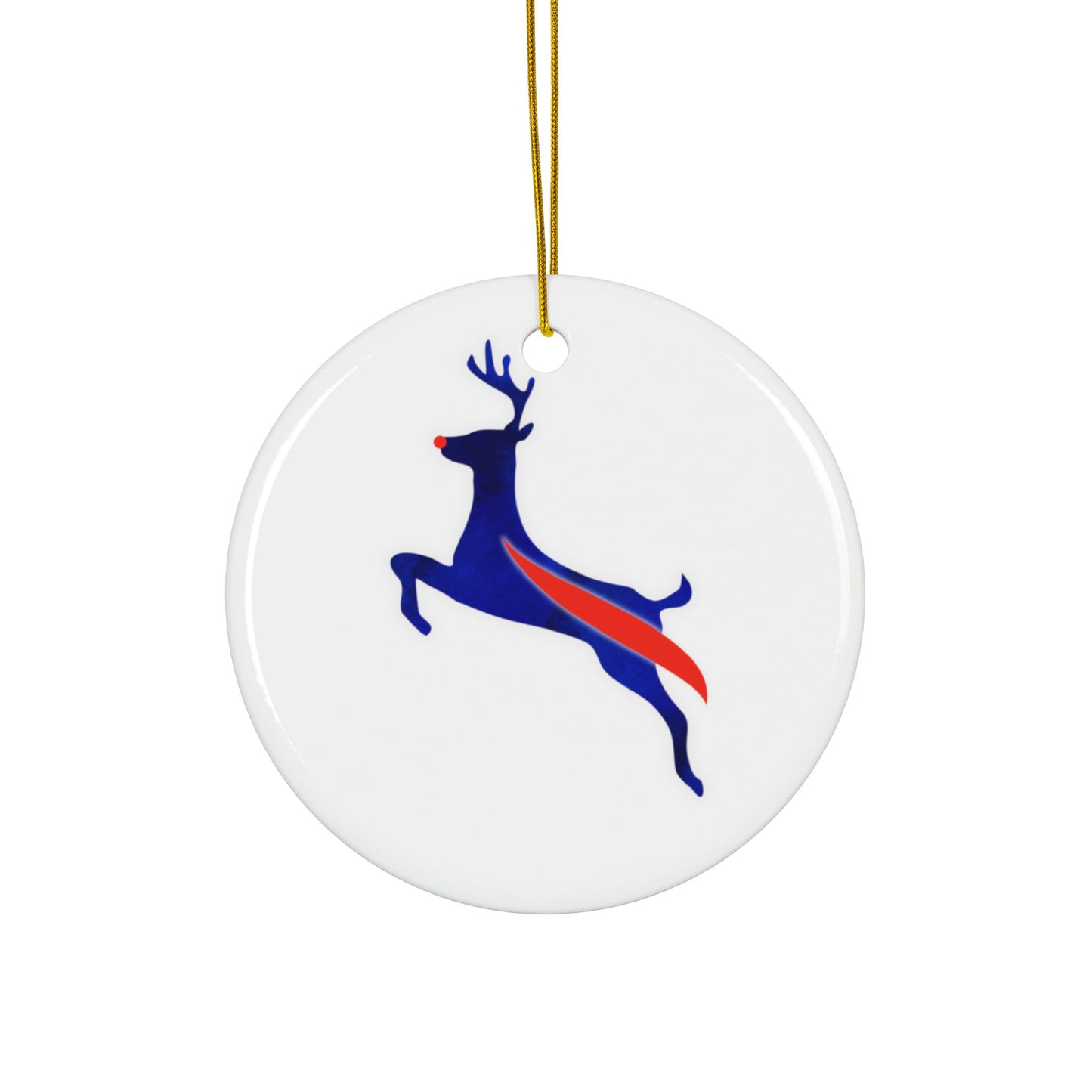 Buffalo Bills Reindeer Watercolor Ceramic Ornament: 2-Side Print, Available in (1pc, 3pcs, 5pcs, 10pcs)