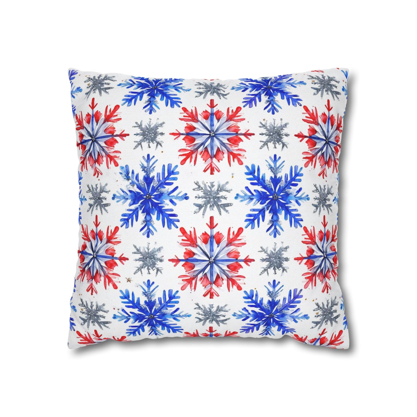 Watercolor Snowflake Spun Polyester Square Pillowcase