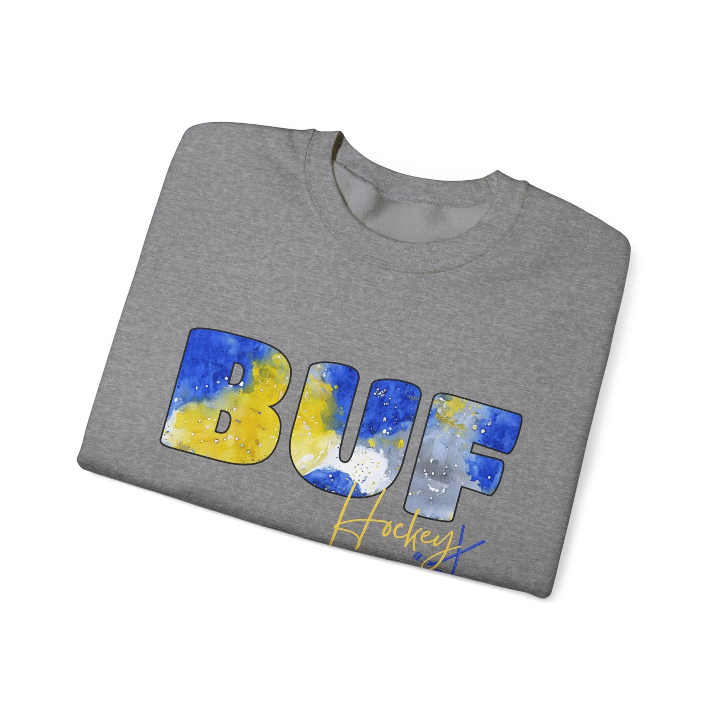 Sabres Paint BUF Watercolor Unisex Heavy Blend™ Crewneck Sweatshirt