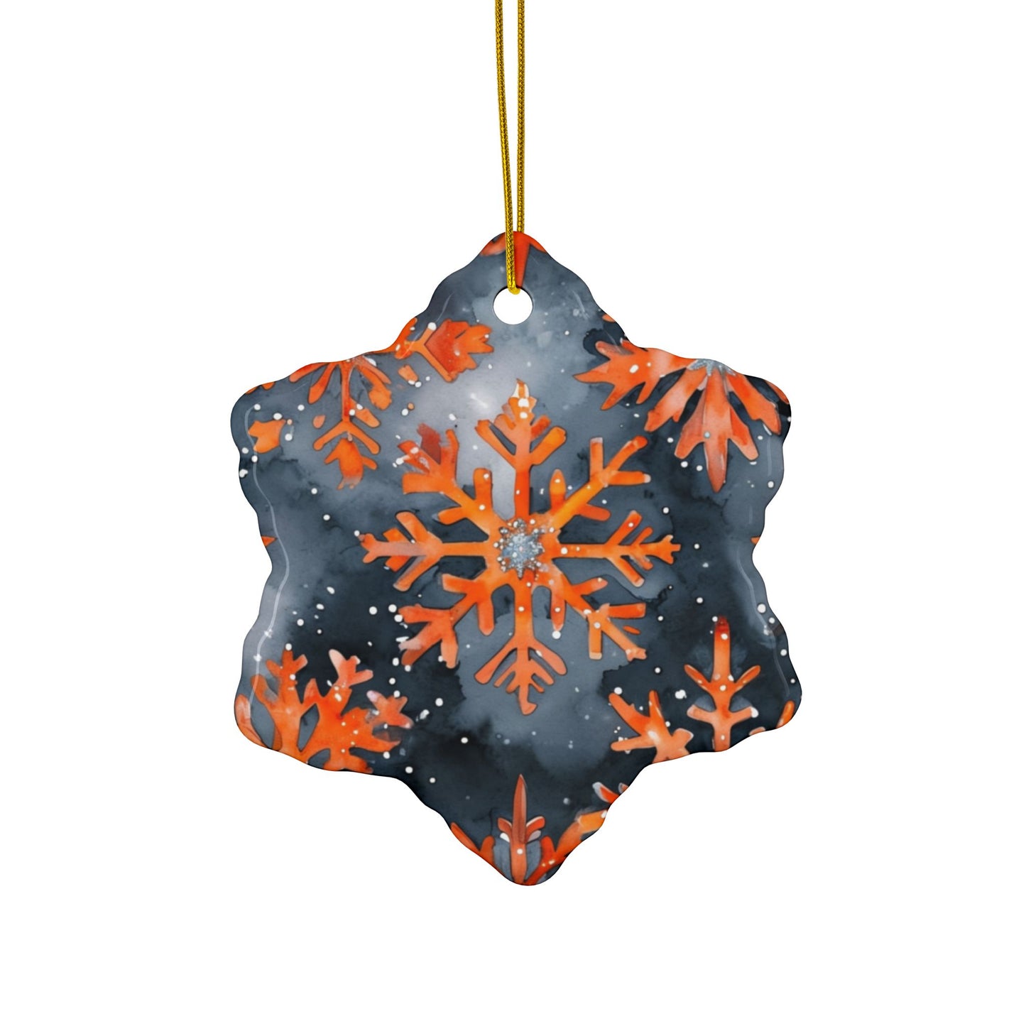 Buffalo Bandits Snowflake Watercolor Ceramic Ornament: 2-Side Print, Available in (1pc, 3pcs, 5pcs, 10pcs)