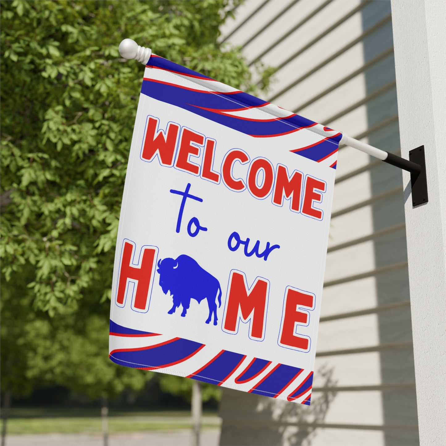 Red & Blue Welcome to Our Home House & Garden Flags