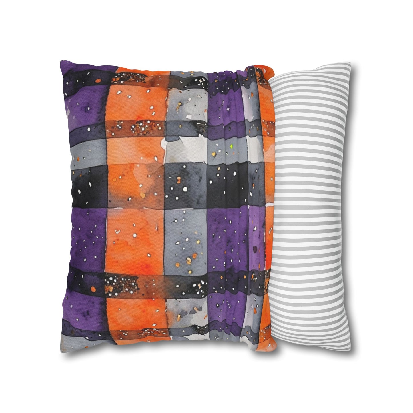 Bandits Plaid Watercolor Spun Polyester Square Pillowcase