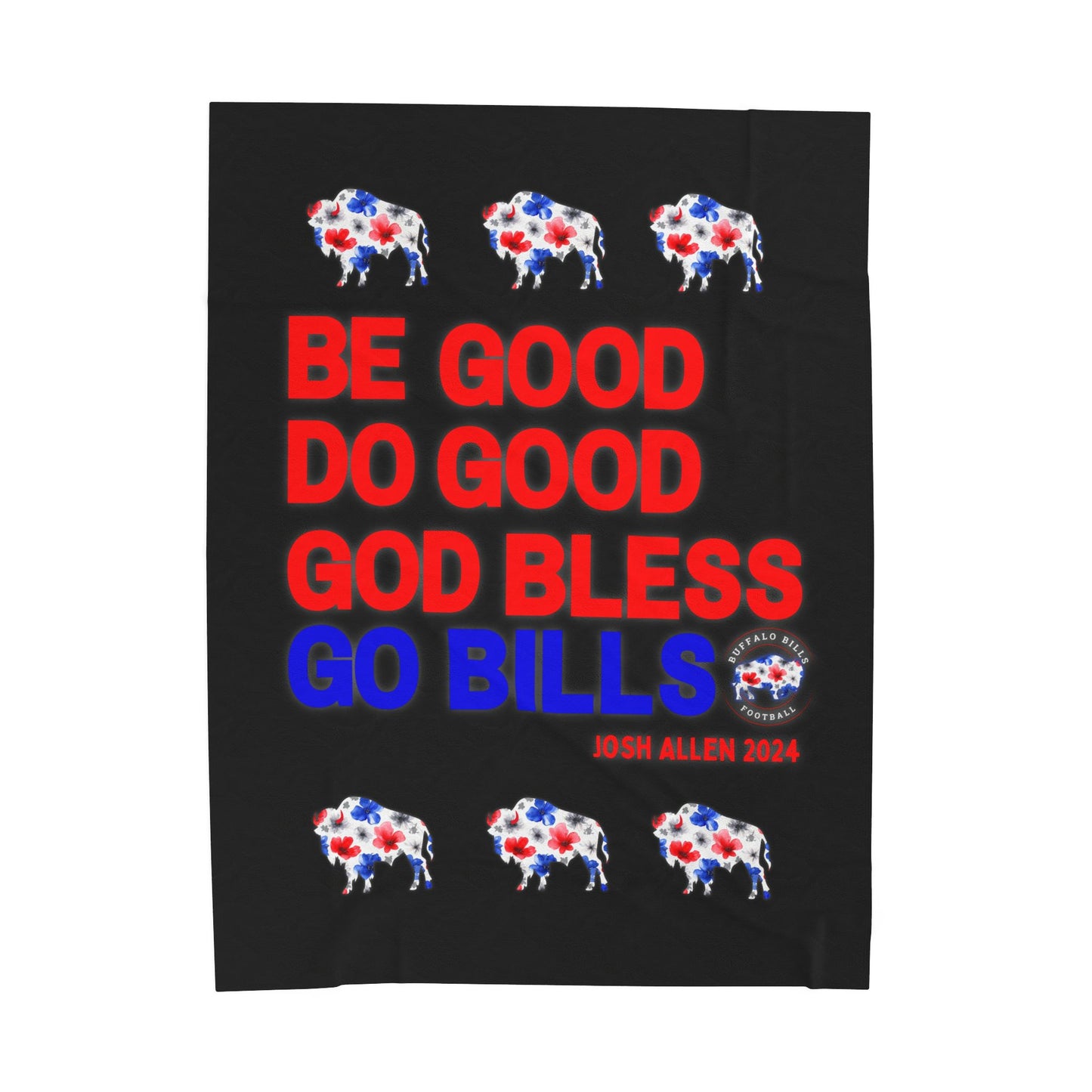 Josh Allen MVP "Be Good, Do Good" Collection Velveteen Plush Blanket ~ Black