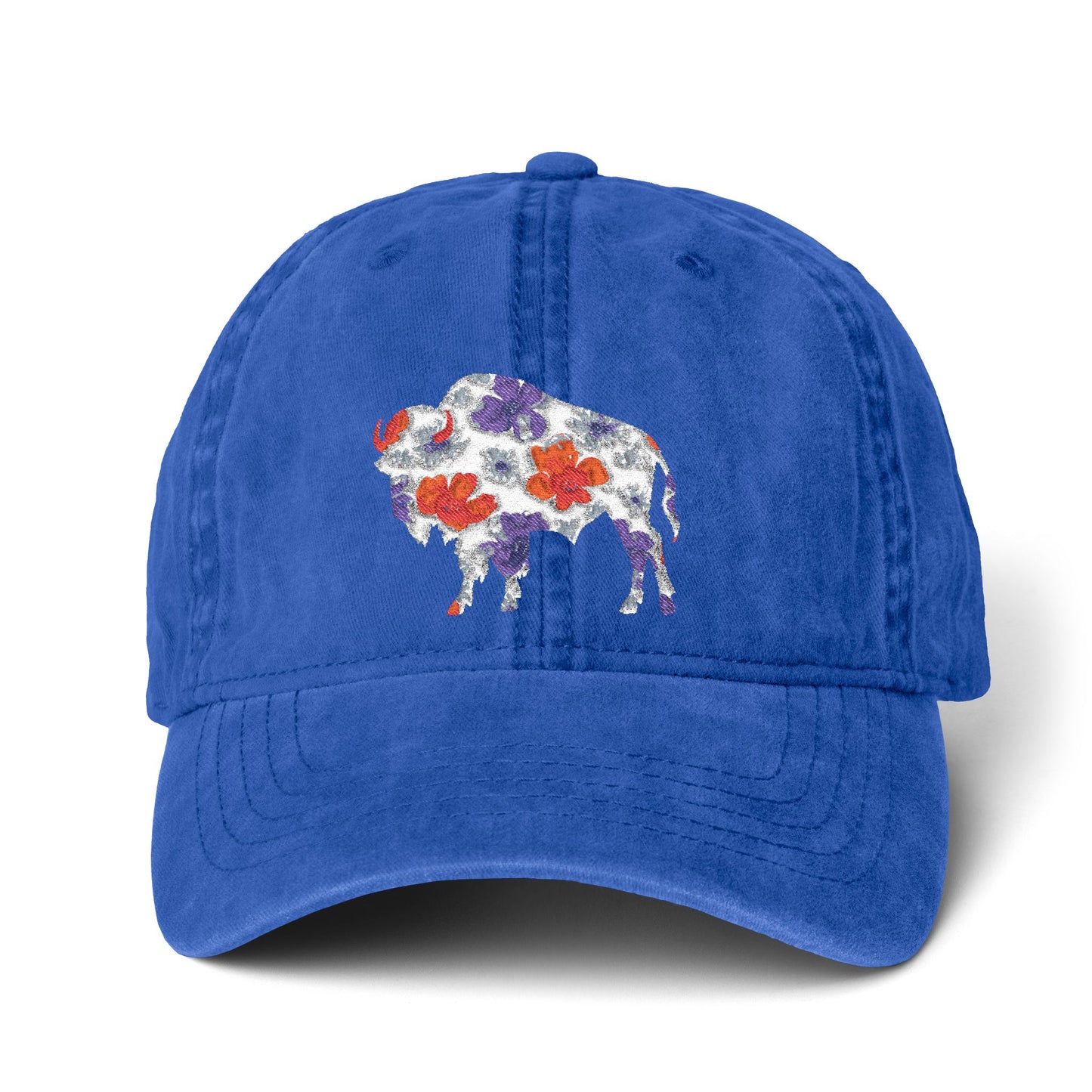 Floral Buffalo Baseball Cap(Embroidery)