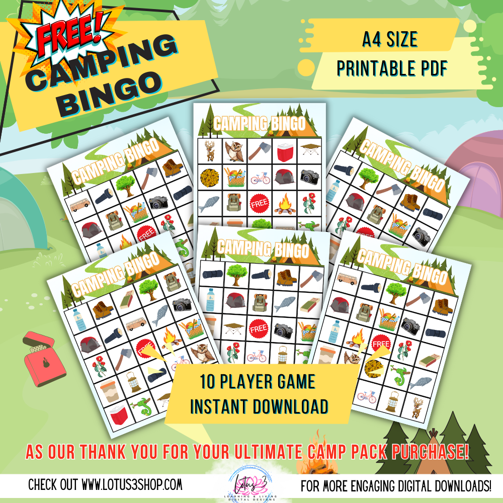 The Ultimate Camping Pack- Activity and Journals are included with over 400 pages! Included FREE Bingo Download