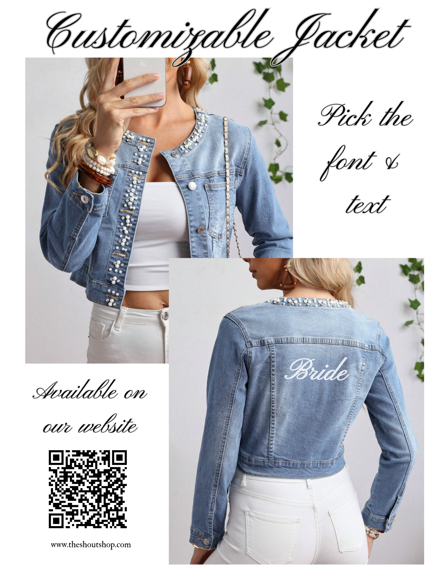 Customizable Pearl Jean Jacket