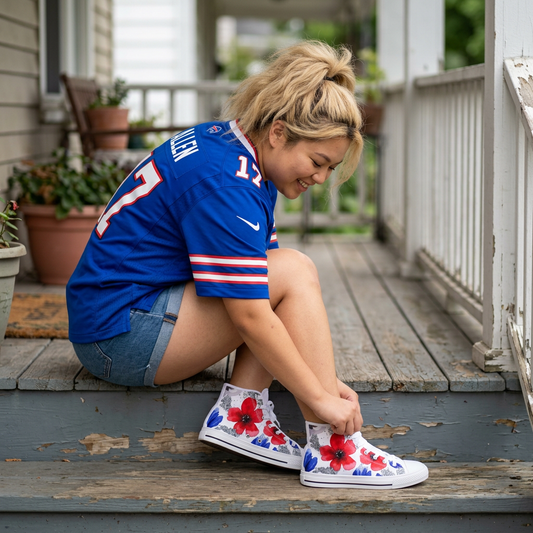 Buffalo Football Floral Watercolor High Tops