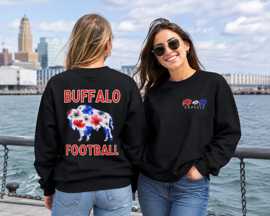 Buffalo Football Watercolor Midweight Softstyle Fleece Crewneck Sweatshirt