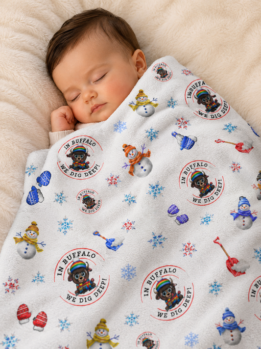 Buffalo Digs Deep Winter Velveteen Blanket