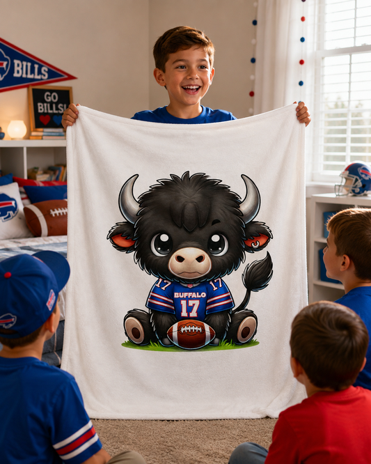 Children’s Buffalo Football Velveteen Blanket – Cozy Comfort for Little Fans