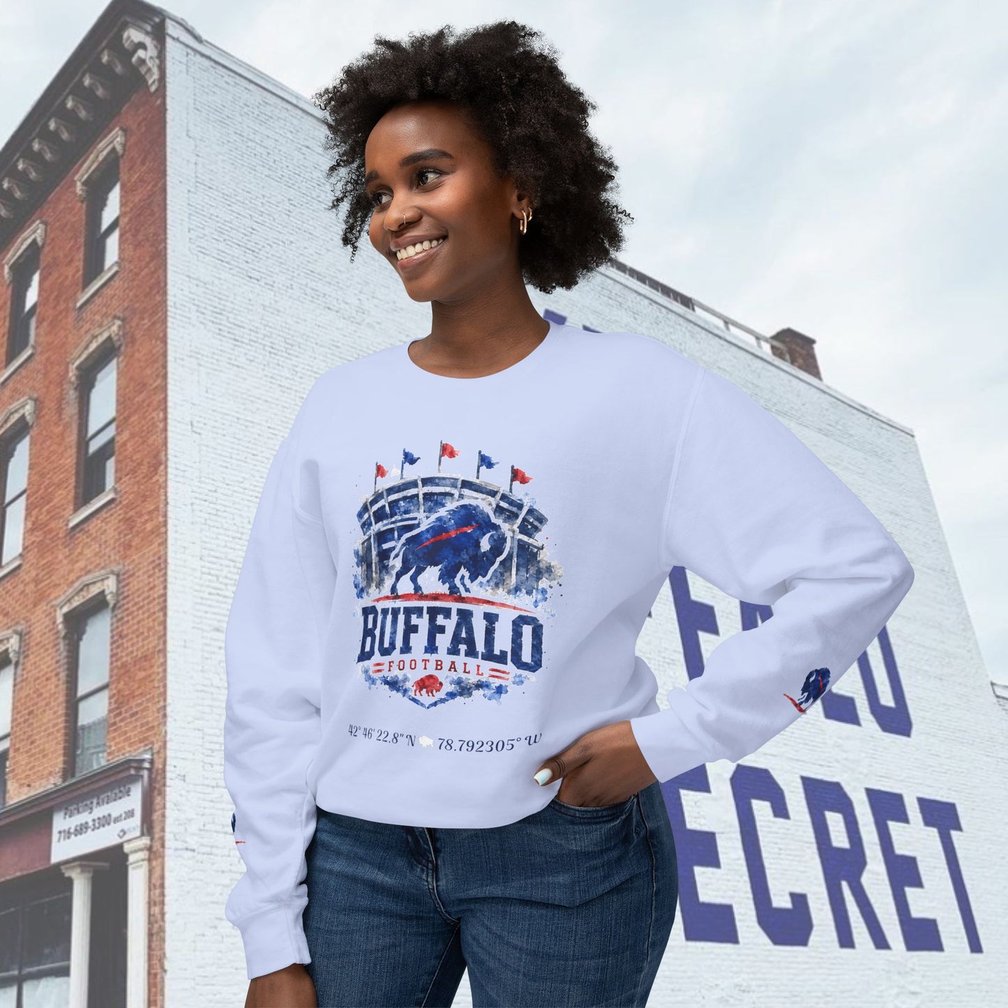 New Buffalo Football Stadium Tribute Unisex Lightweight Crewneck Sweatshirt