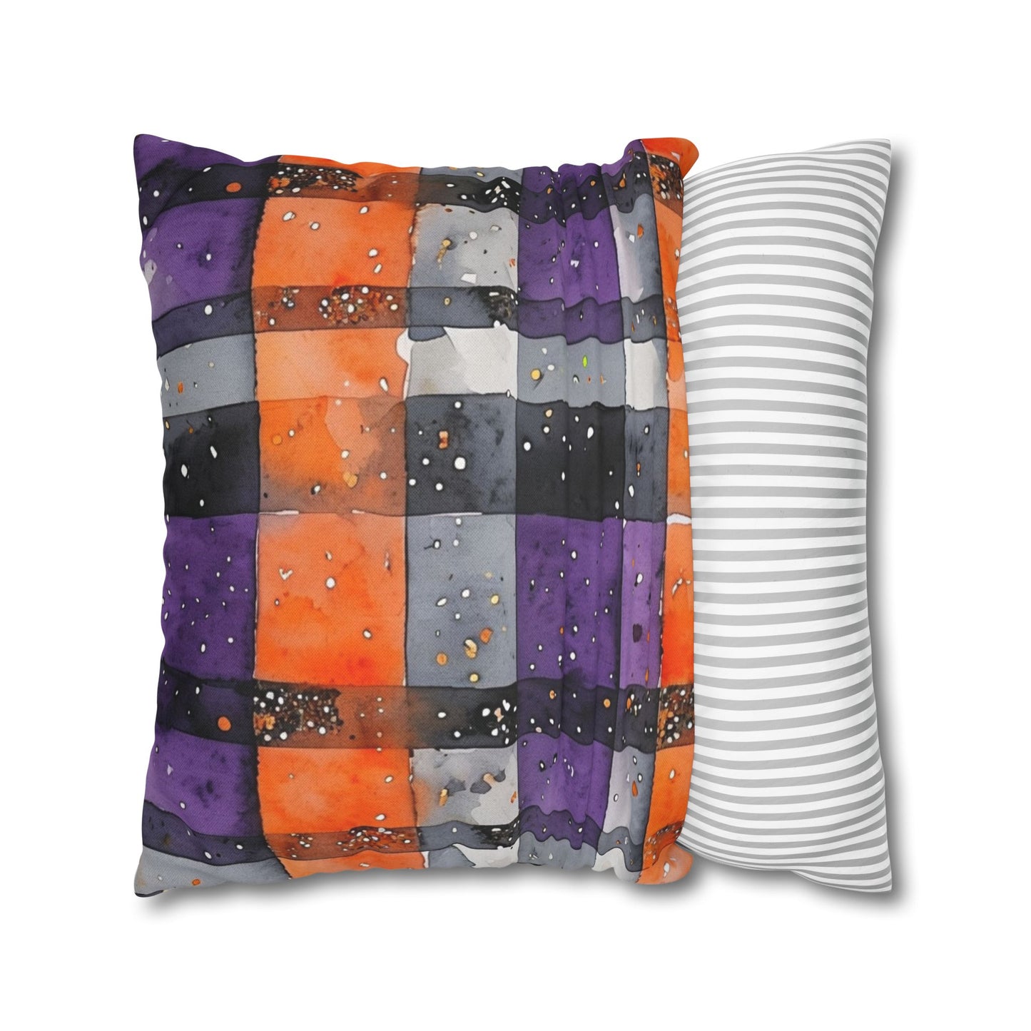 Bandits Plaid Watercolor Spun Polyester Square Pillowcase