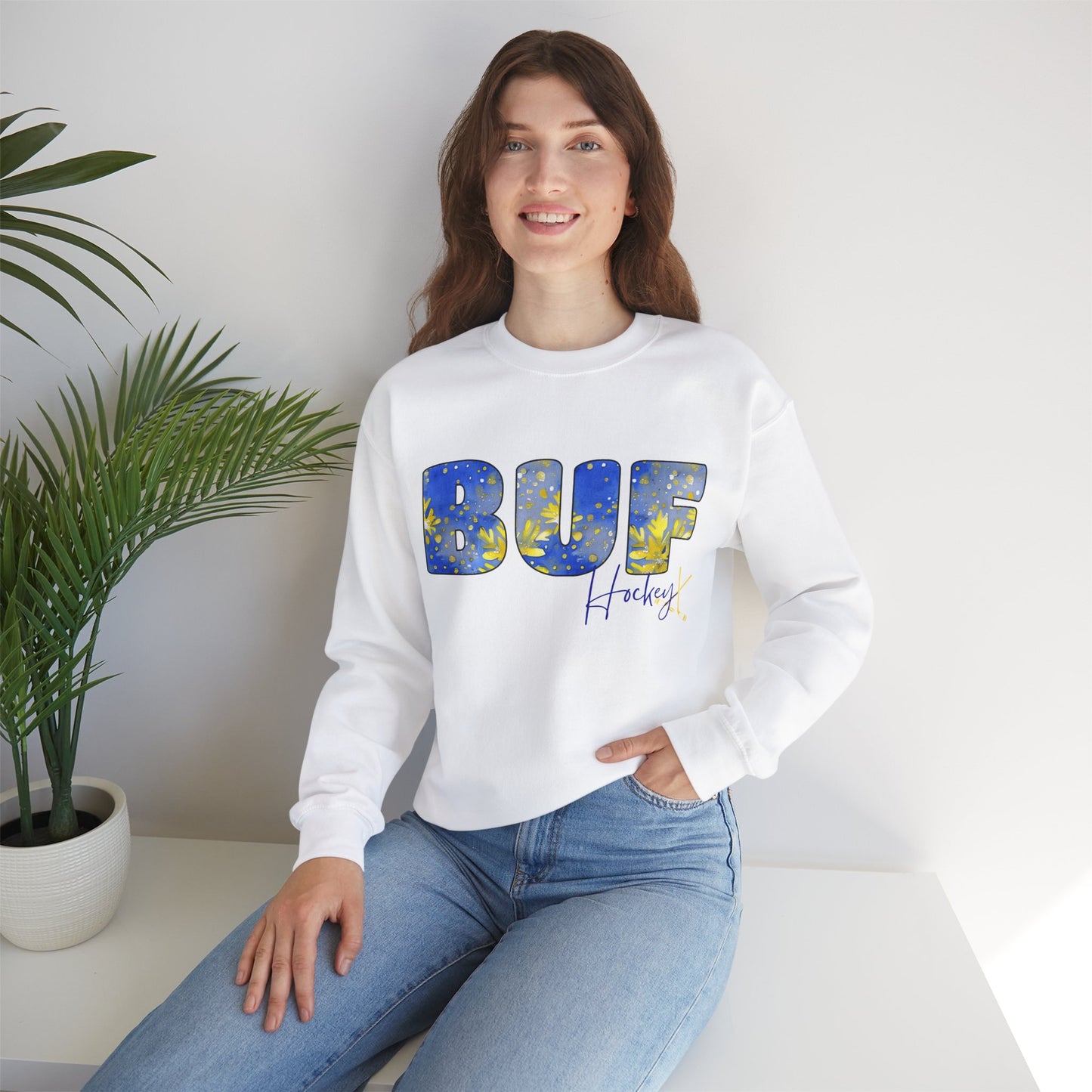 Sabres BUF Watercolor Unisex Heavy Blend™ Crewneck Sweatshirt