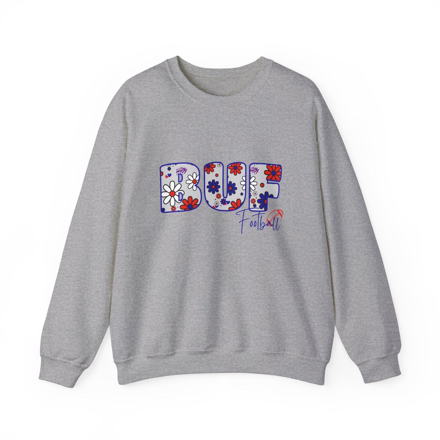 BUF Bills Unisex Heavy Blend™ Crewneck Sweatshirt ~ Flower Power Design