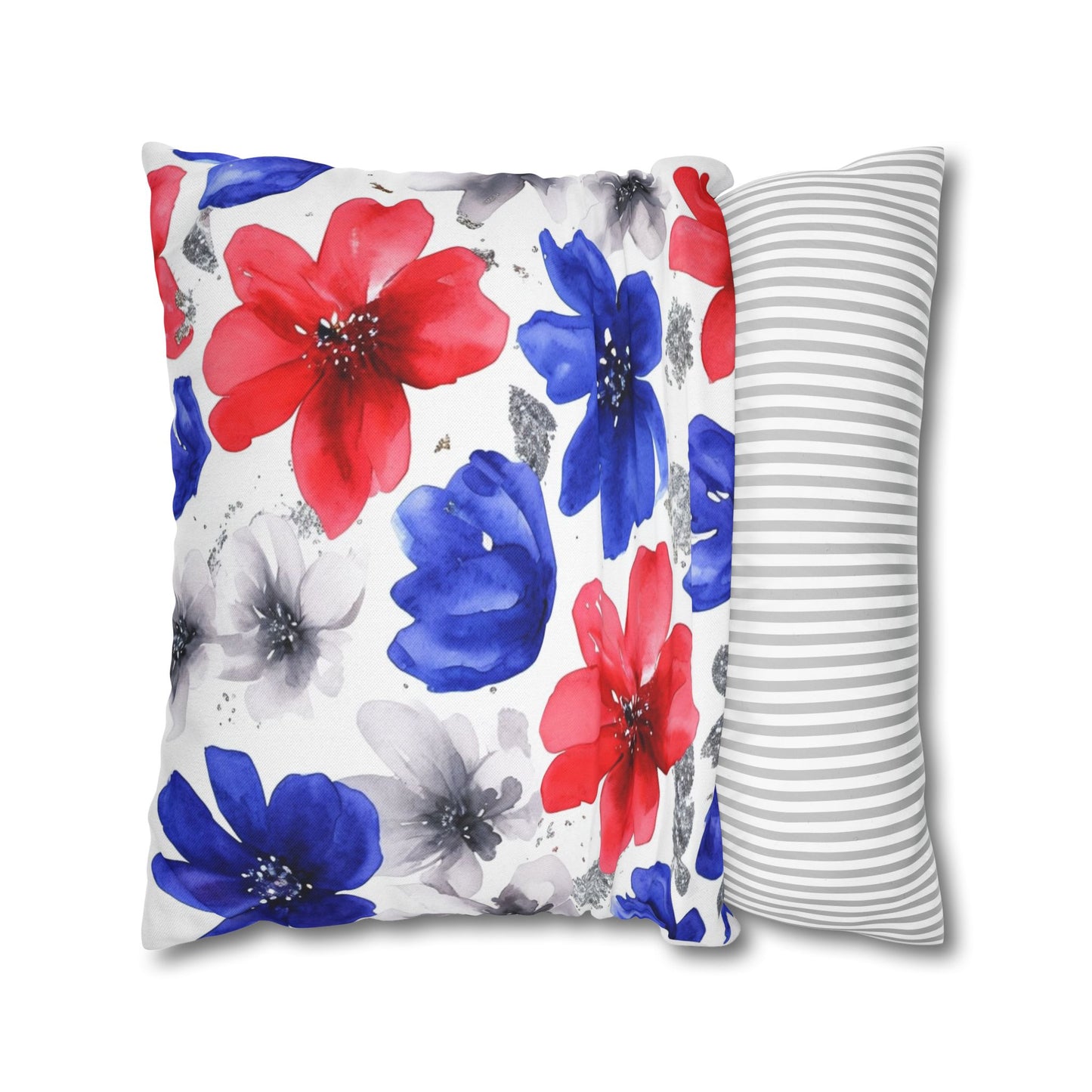 Floral Watercolor Spun Polyester Square Pillowcase