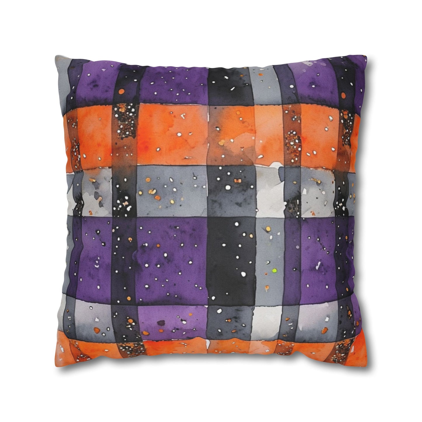 Bandits Plaid Watercolor Spun Polyester Square Pillowcase