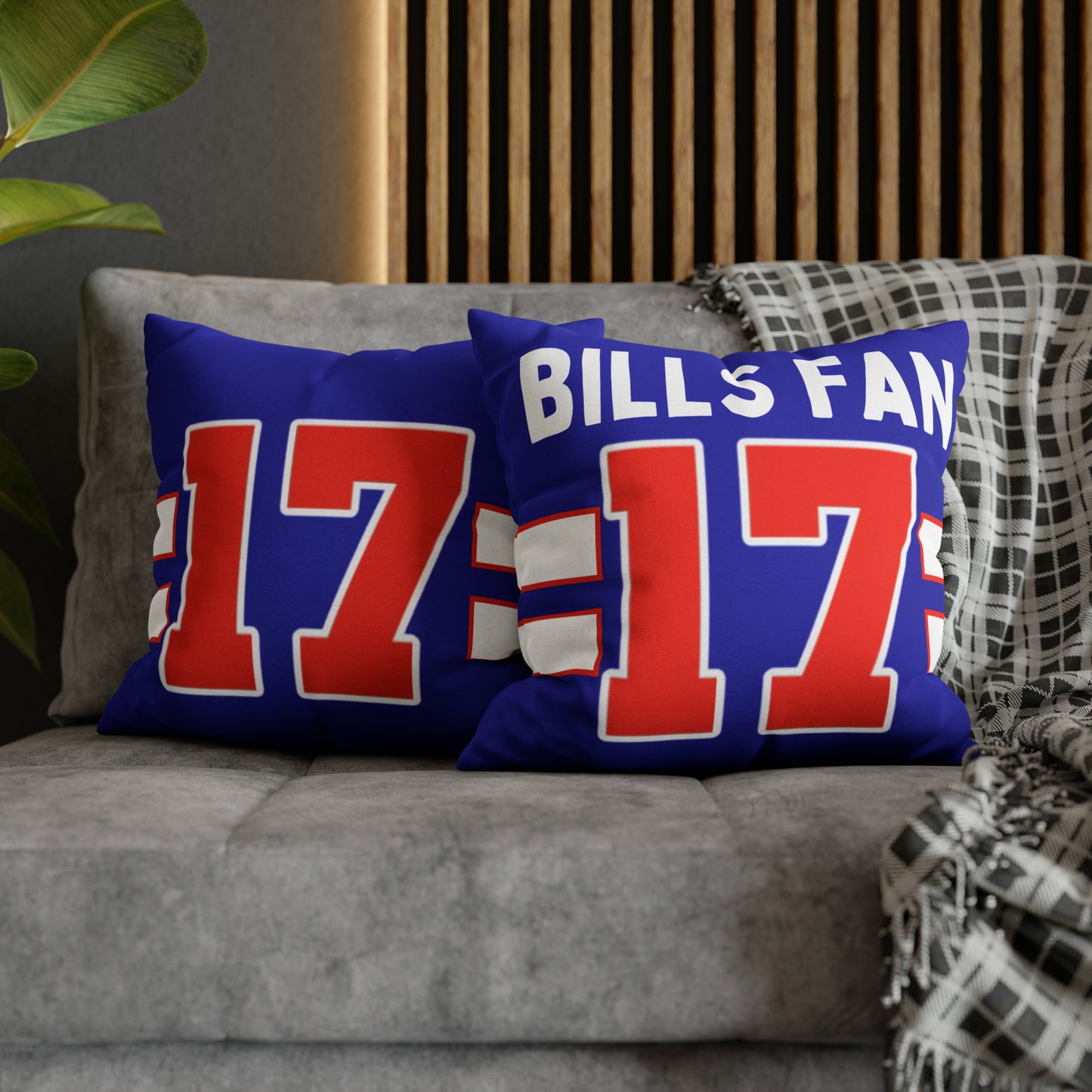 #17 Buffalo Bills Fan Spun Polyester Square Pillow Case