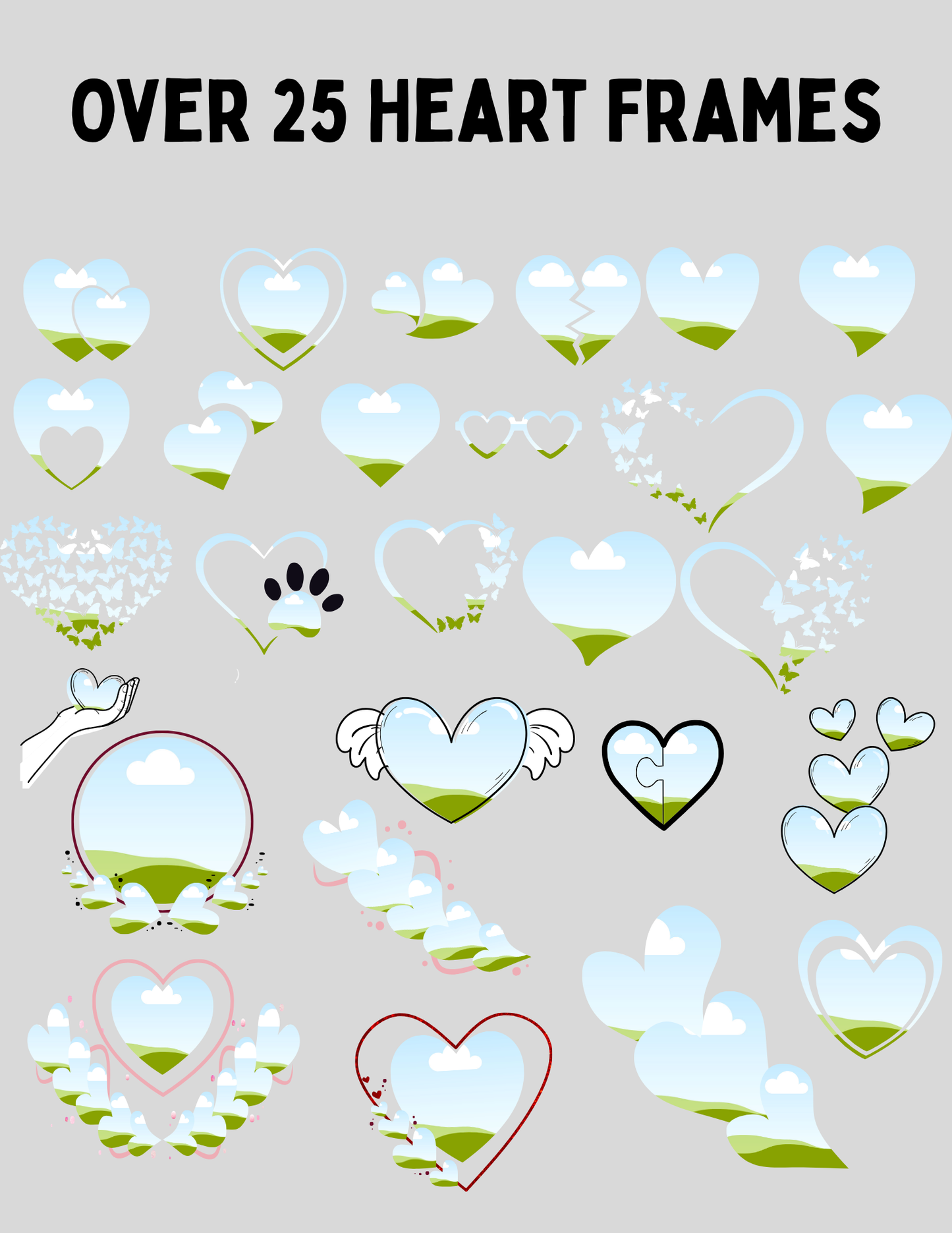 Heart Shaped Canva Frame Template Collection
