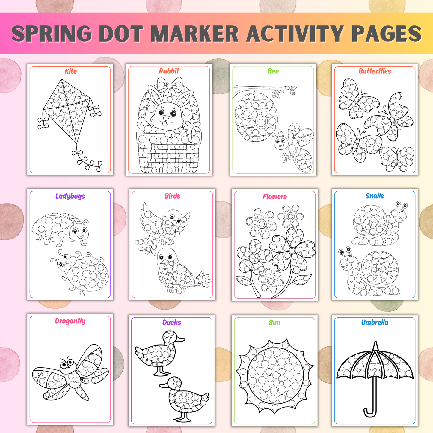 Dot Marker Coloring Activities or Goal Charts for Spring