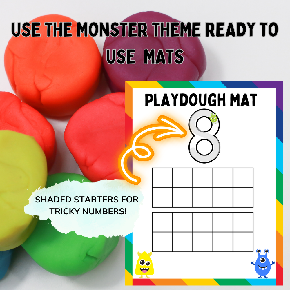 Playdough Mats 1-20 plus free gift and CANVA TEMPLATE