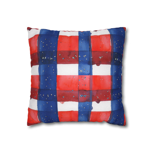 Buffalo Bills Plaid Watercolor Spun Polyester Square Pillowcase