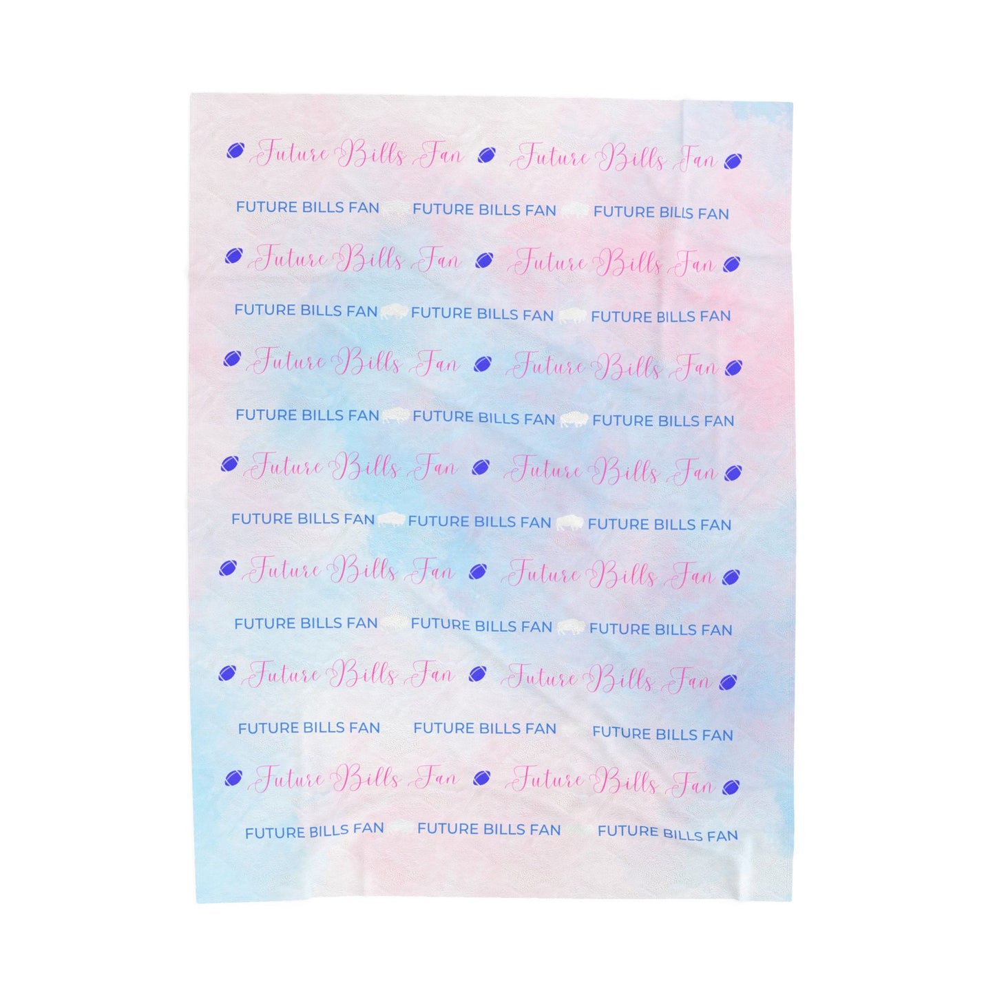 Pink and Blue Future Buffalo Football Fan Warm and Cuddly Velveteen Plush Blanket