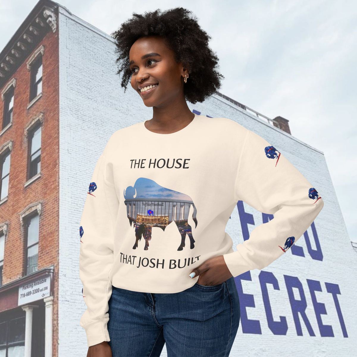 Copy of Watercolor Buffalo Football Unisex Lightweight Crewneck Sweatshirt