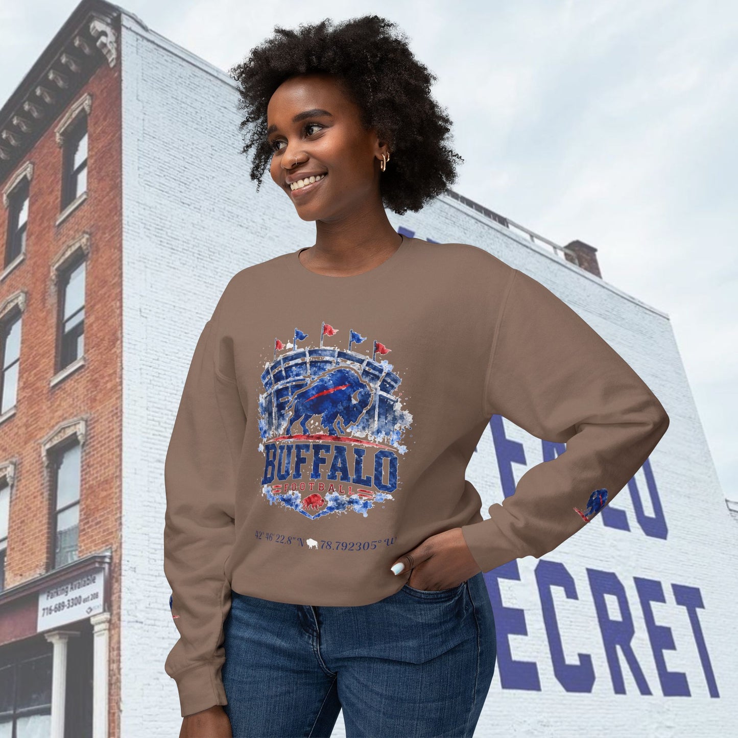 New Buffalo Football Stadium Tribute Unisex Lightweight Crewneck Sweatshirt