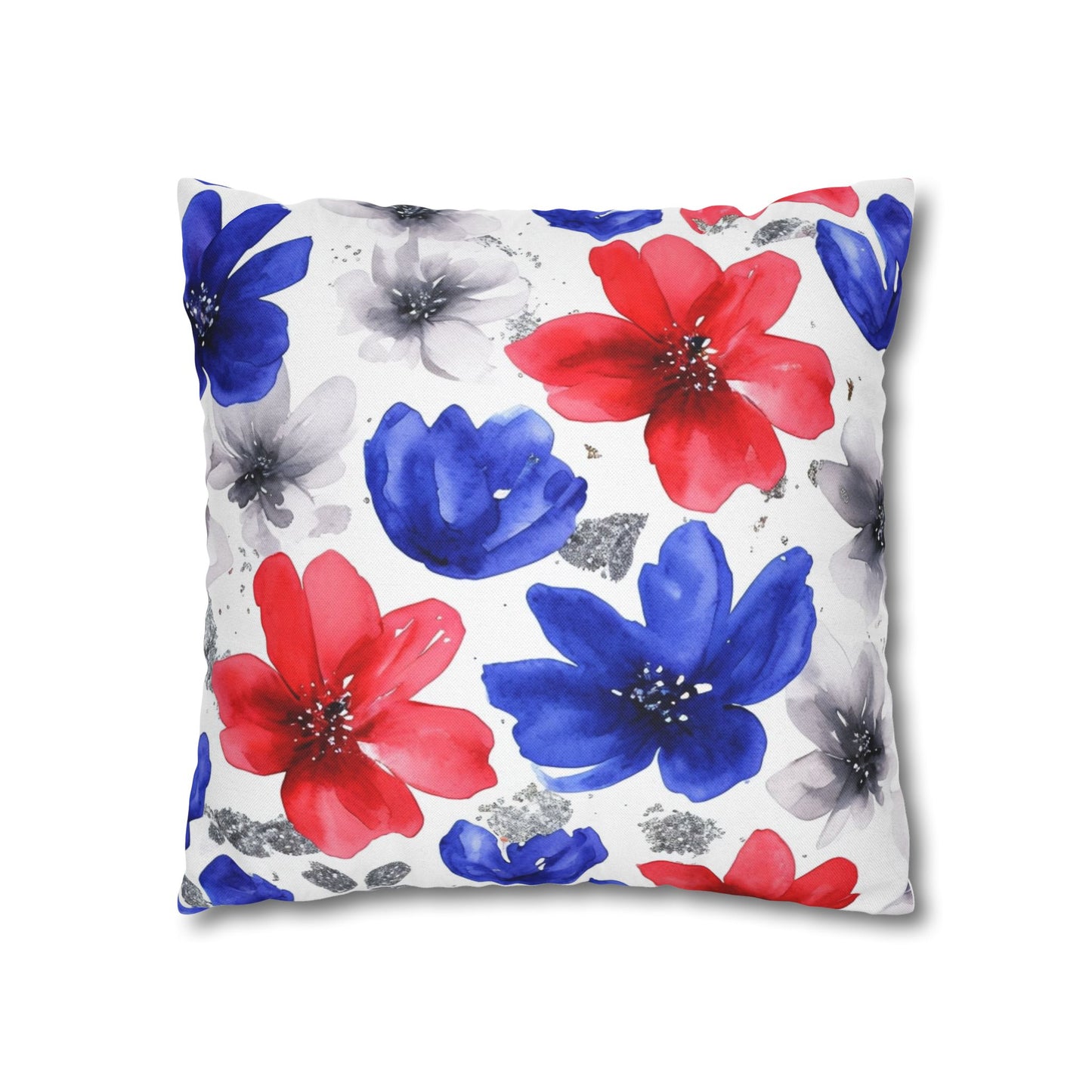 Floral Watercolor Spun Polyester Square Pillowcase