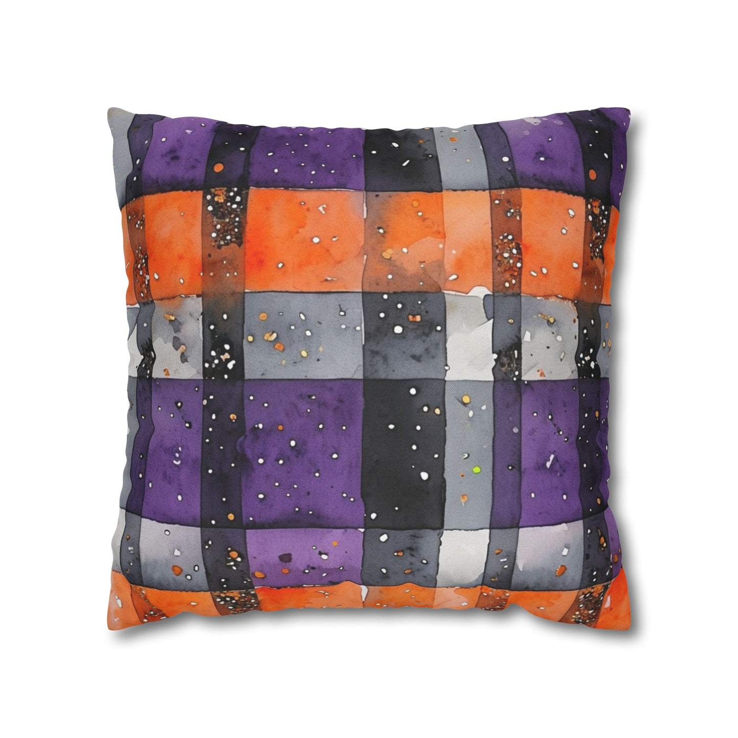 Bandits Plaid Watercolor Spun Polyester Square Pillowcase