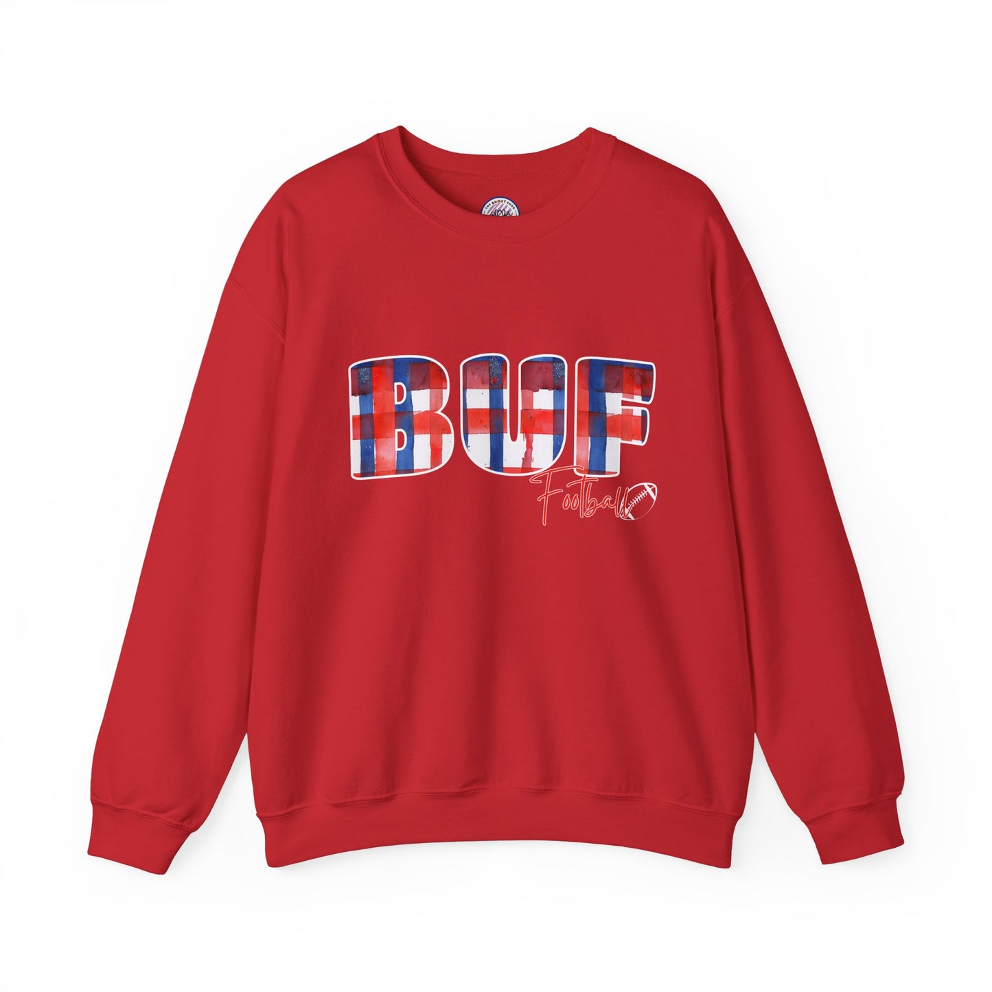 Bills Plaid BUF Watercolor Unisex Heavy Blend™ Crewneck Sweatshirt