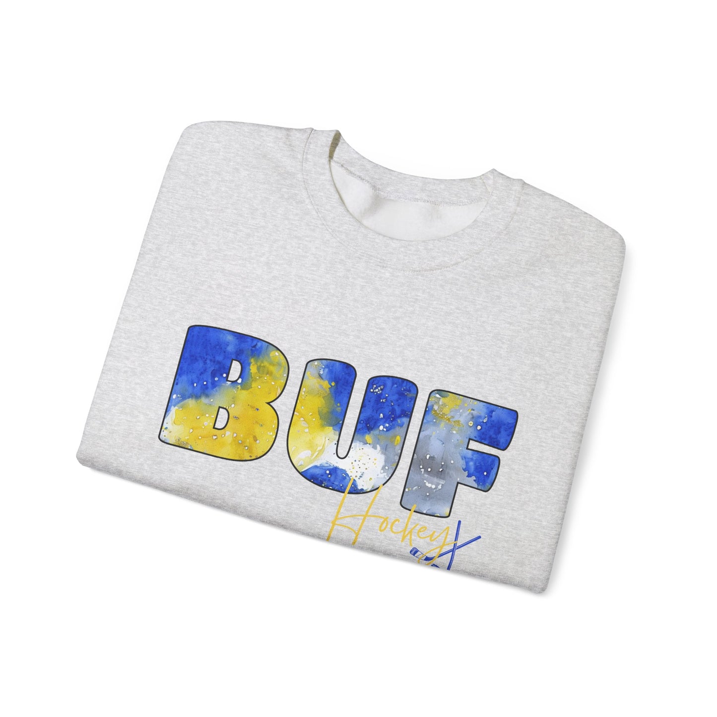 Sabres Paint BUF Watercolor Unisex Heavy Blend™ Crewneck Sweatshirt