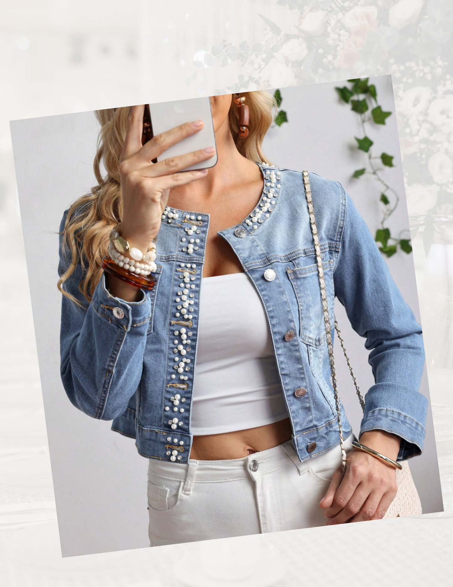 Customizable Pearl Jean Jacket