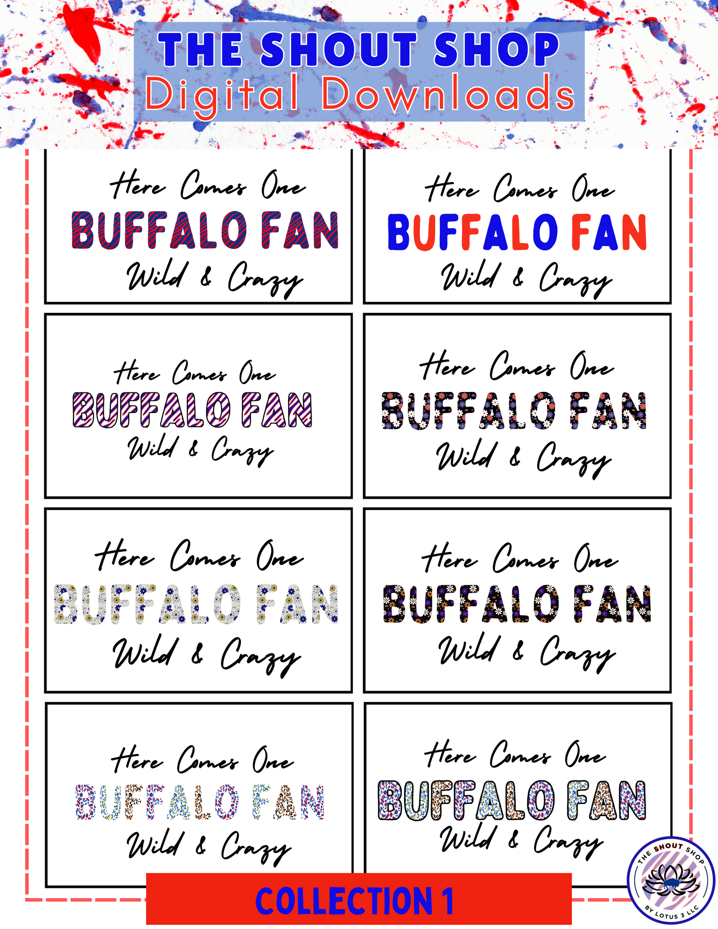 Buffalo Sports Digital Downloads MEGA COLLECTION ALL 13 COLLECTIONS: INCLUDES OVER 100 BUFFALO THEMED DIGITAL DOWNLOAD FILES THAT COME IN PNG FORMAT