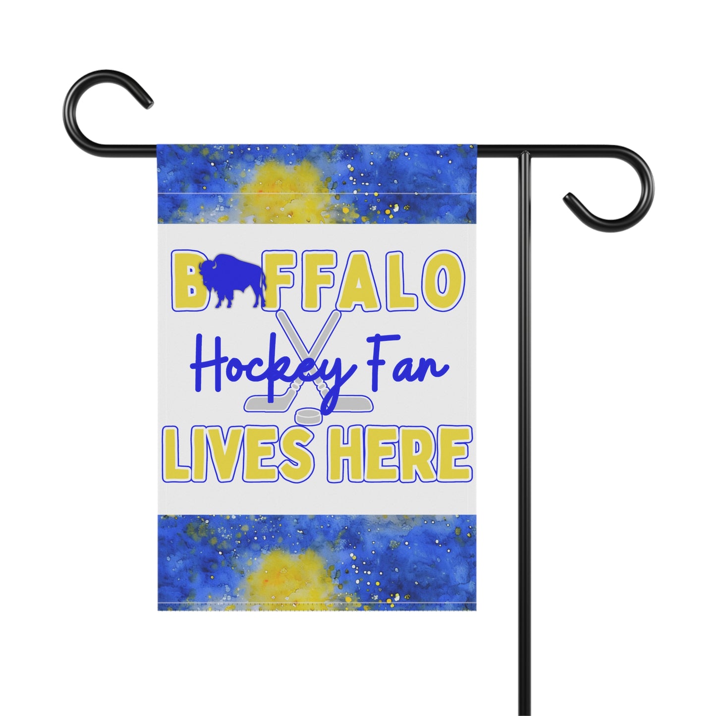 Buffalo Hockey Fan Lives Here Garden Flag
