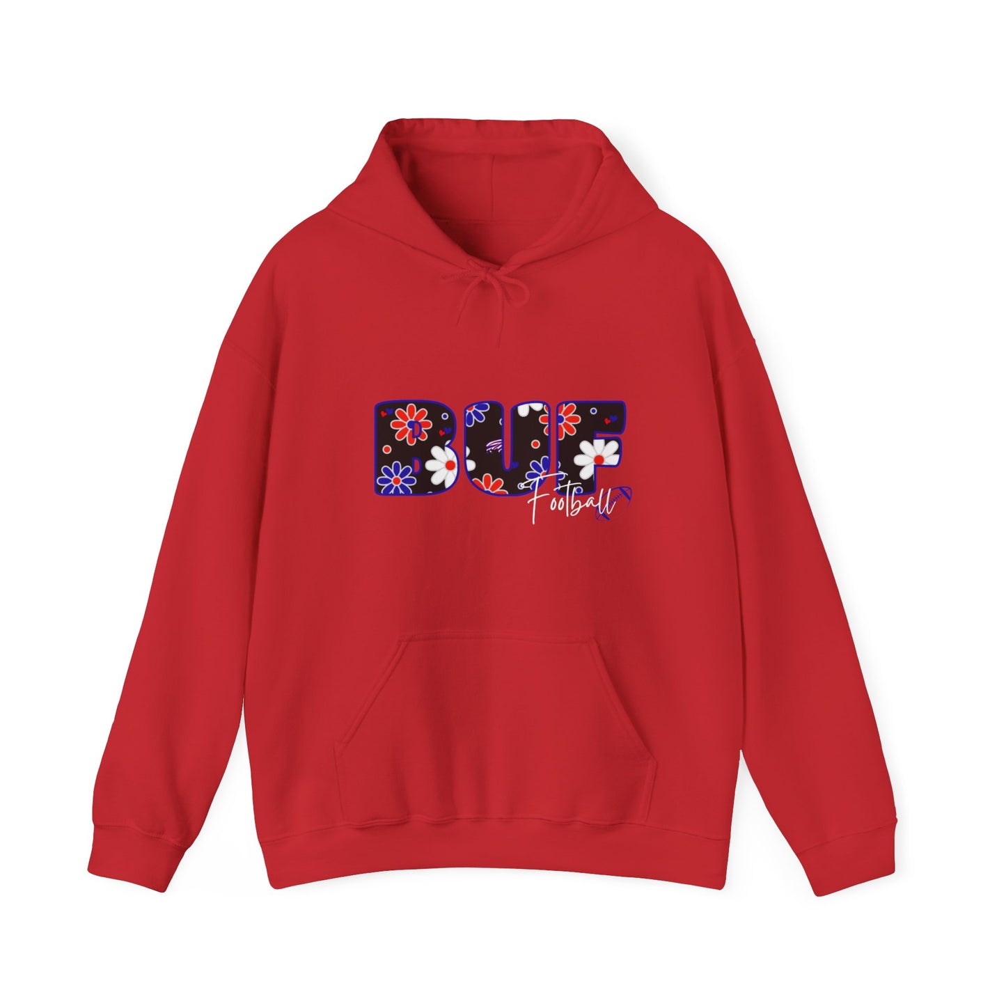 BUF Football Unisex Heavy Blend™ Hooded Sweatshirt ~ Flower Power Design