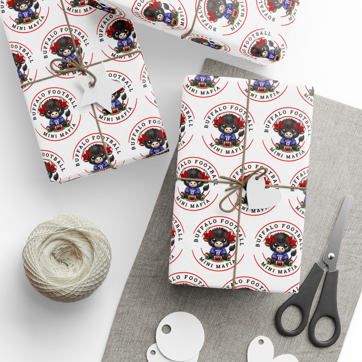 Mini Mafia in Bows Buffalo Football Wrapping Paper